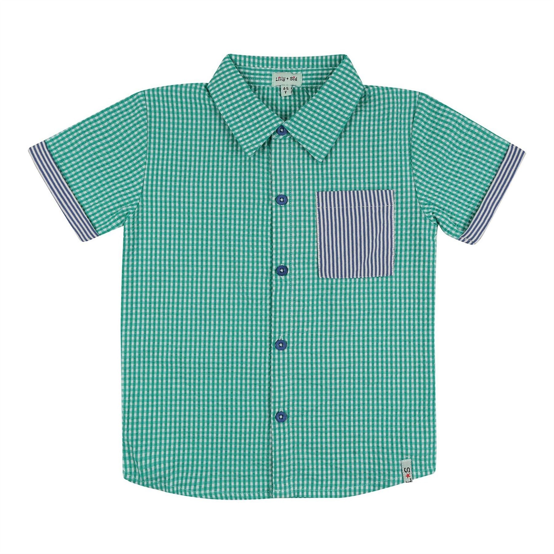 Lilly and Sid Gingham Point Collar Short Sleeve Shirt