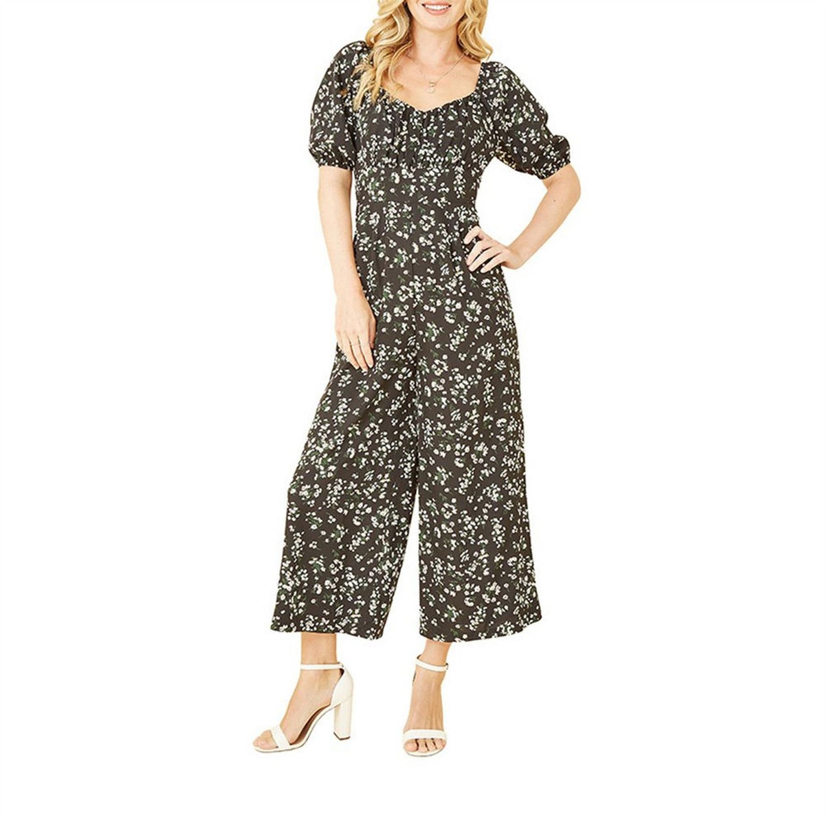 Mela London London Black Daisy Sweetheart Neckline Jumpsuit