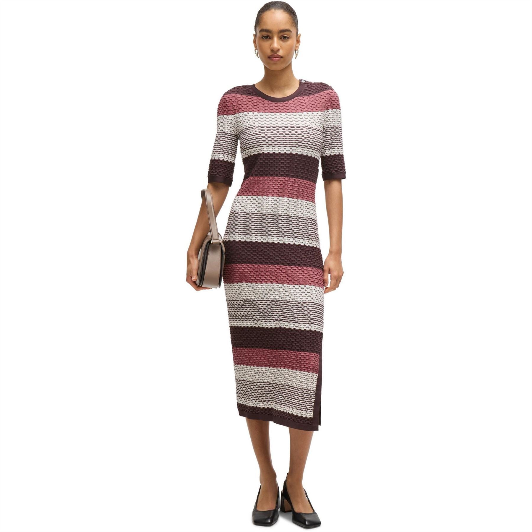 Boss Etanah Crew Neck Three Quarter Sleeve Maxi Dress