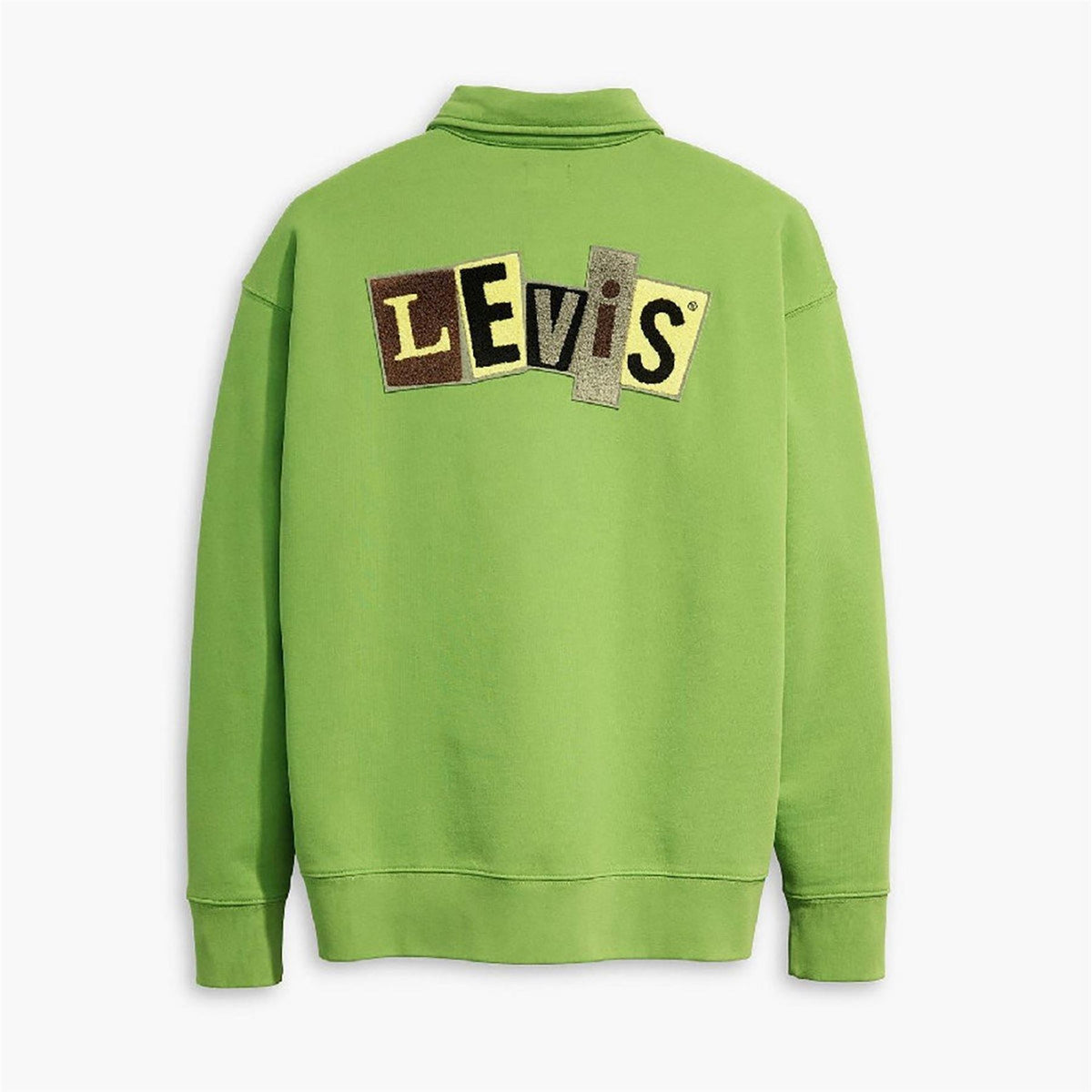 Levis Lacoste Lettering Embroidered Collared Neck Long Sleeve Sweatshirt
