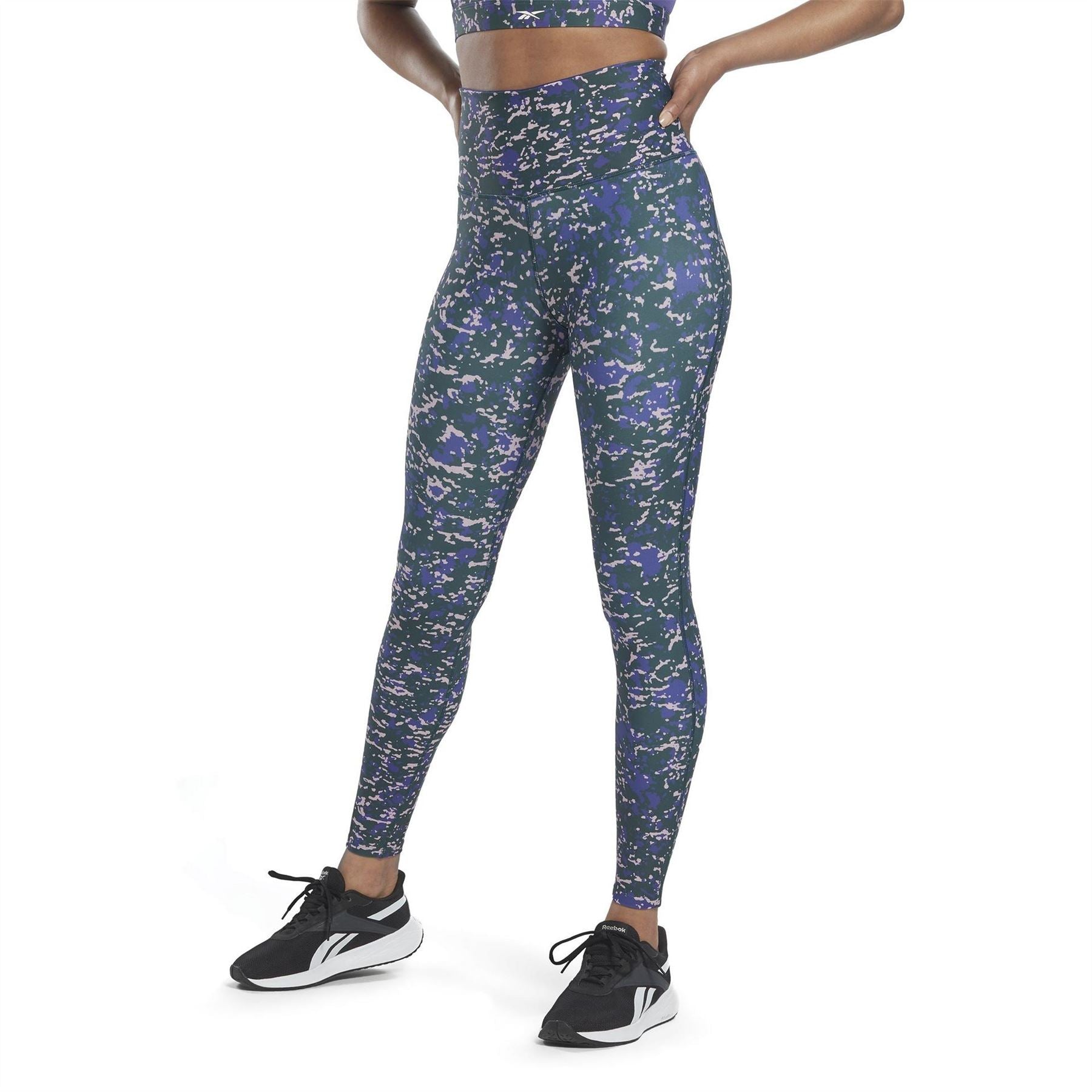 Reebok Womens Lux 2.0 Speckle Modern Safari Leggings Gym Legging