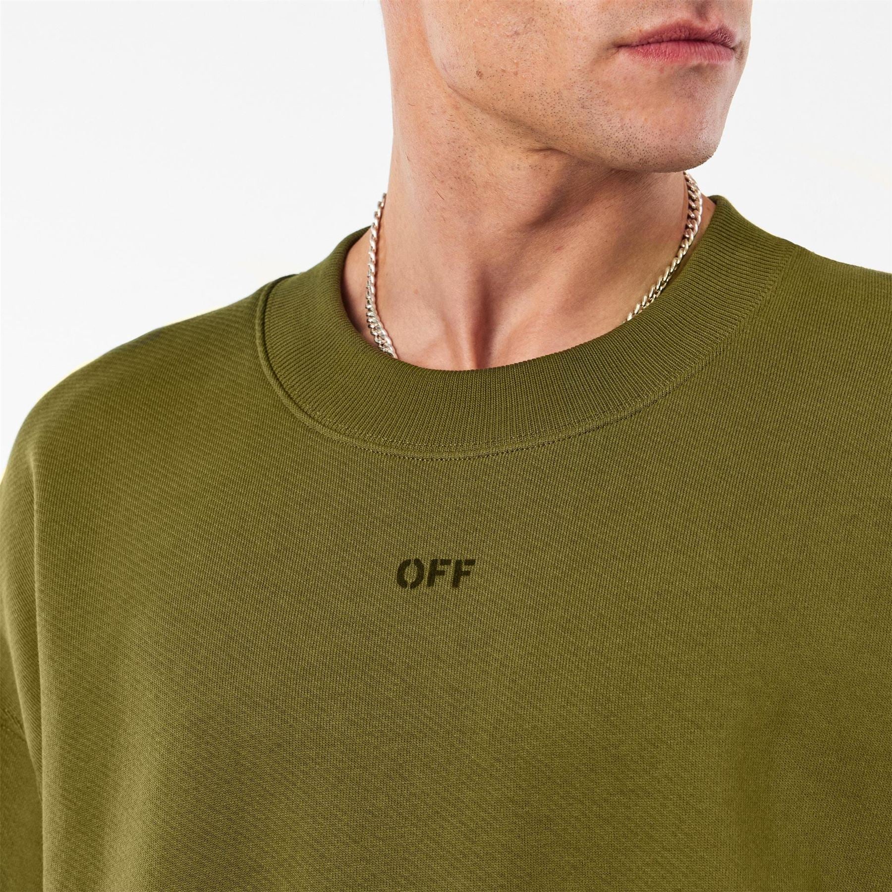 Off White Crew Neck Long Sleeve Regular Fit Sweater