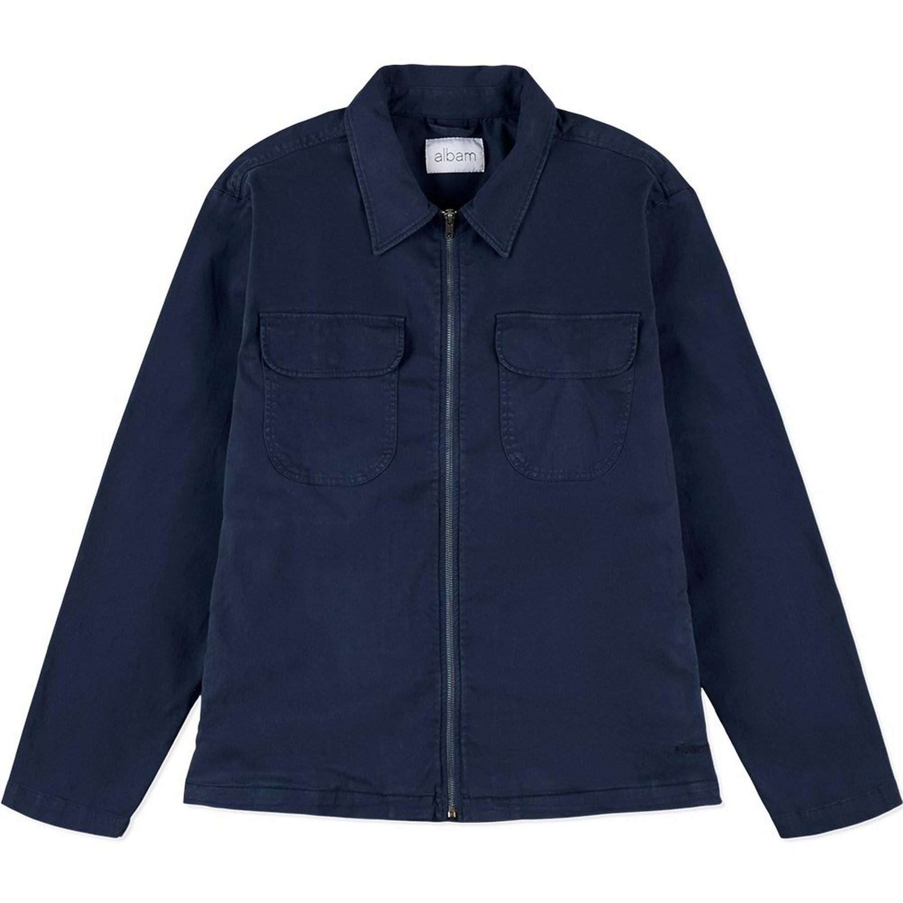 Albam Clarence Solid Patterned Harrington Jacket with Front Pocket