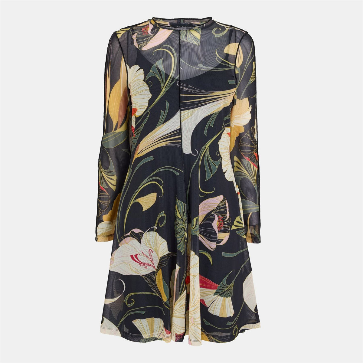 Ted Baker Plain Crew Neck Long Sleeve Mini Dress