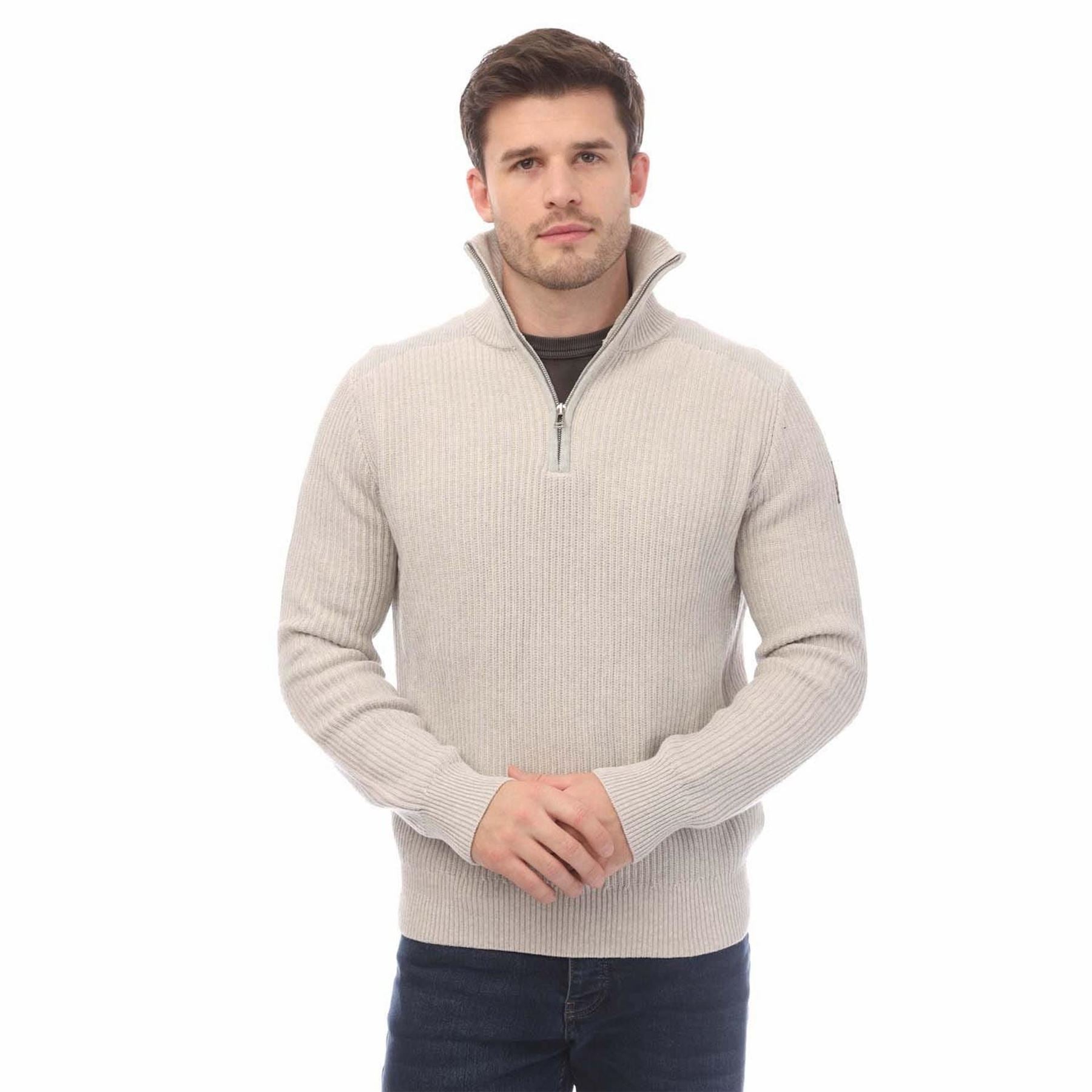 Belstaff Wool Rib Stanley Quarter Zip Jumper