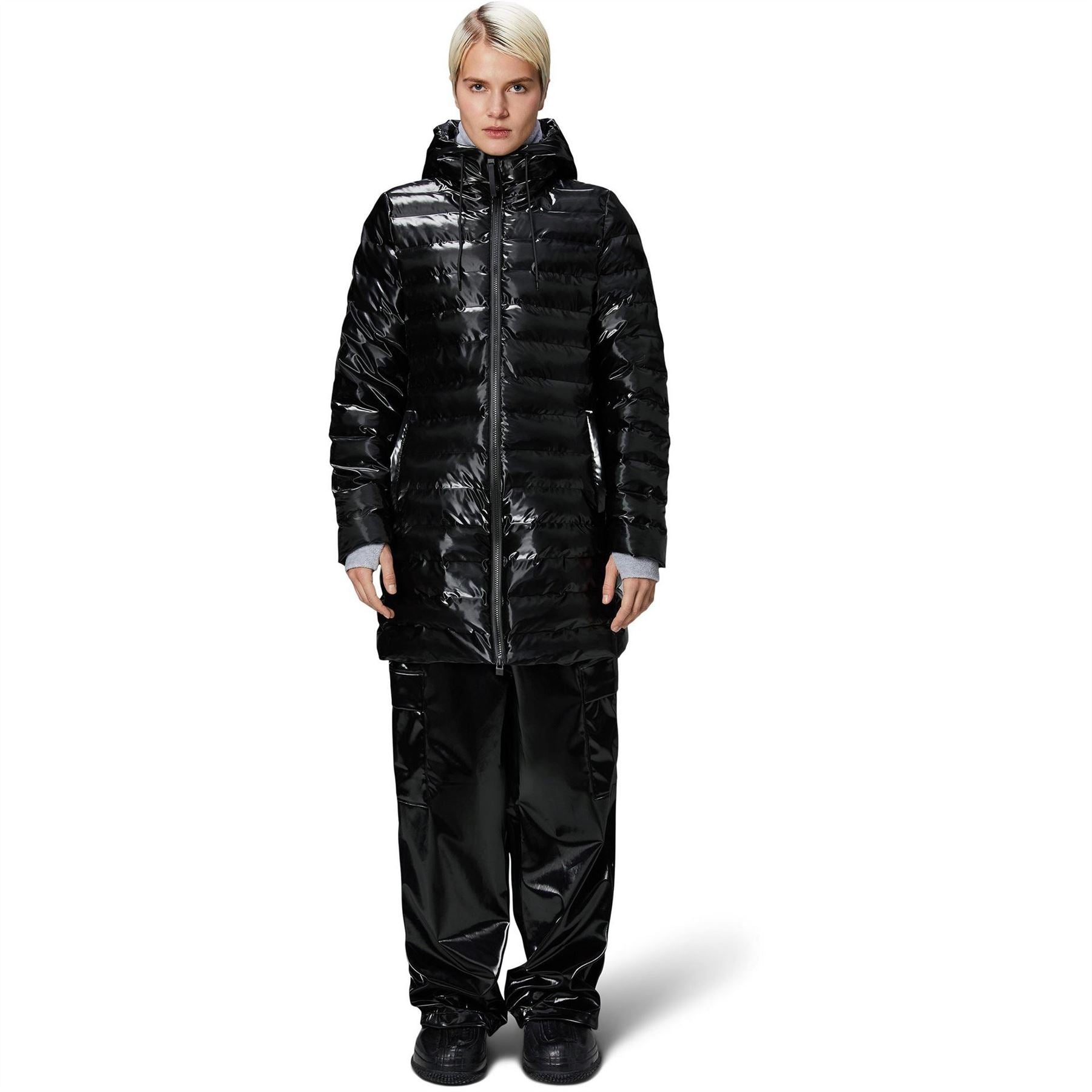 Rains Long Puffer Curve Jacket
