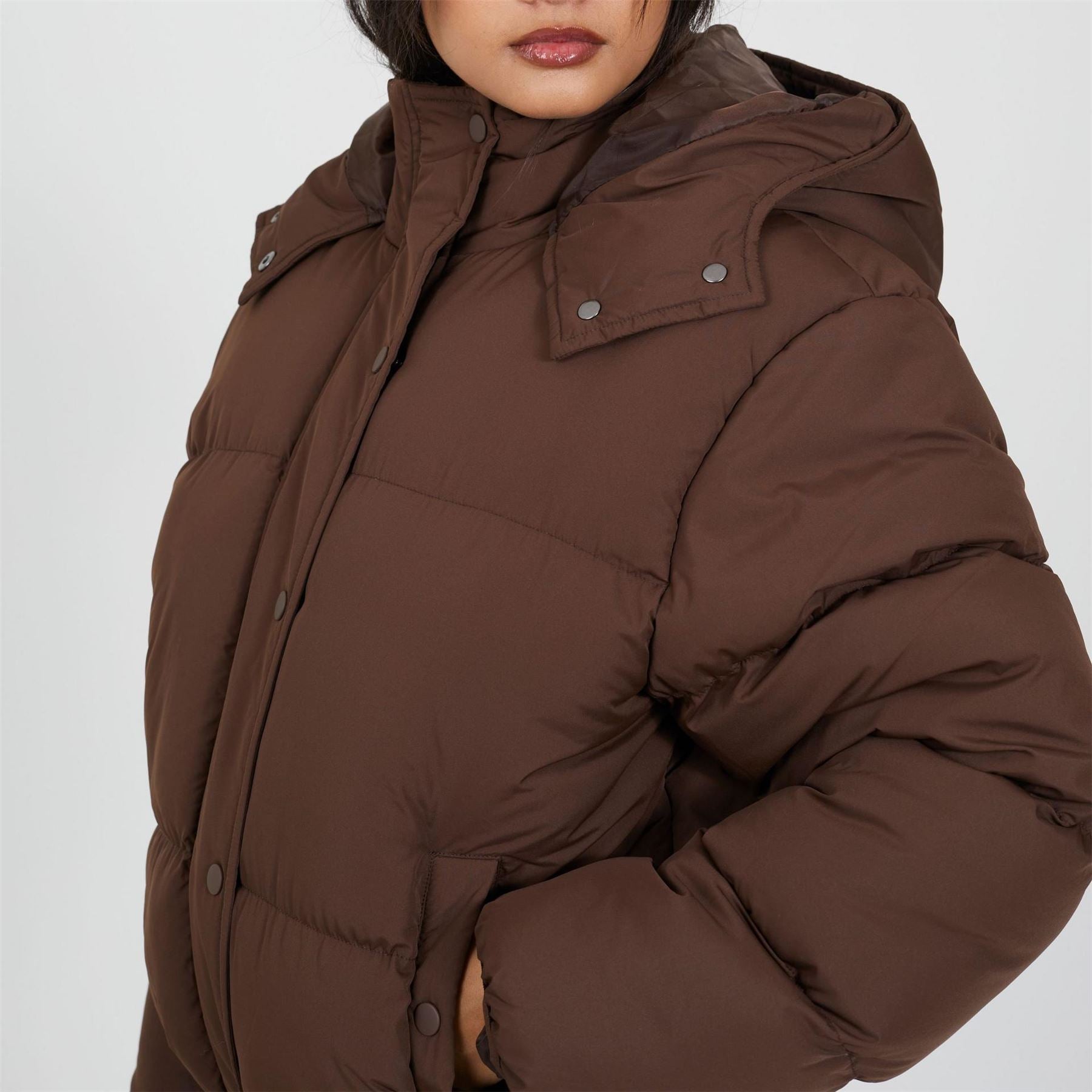 Brave Soul  Oversized Short Puffer Jacket With Hood