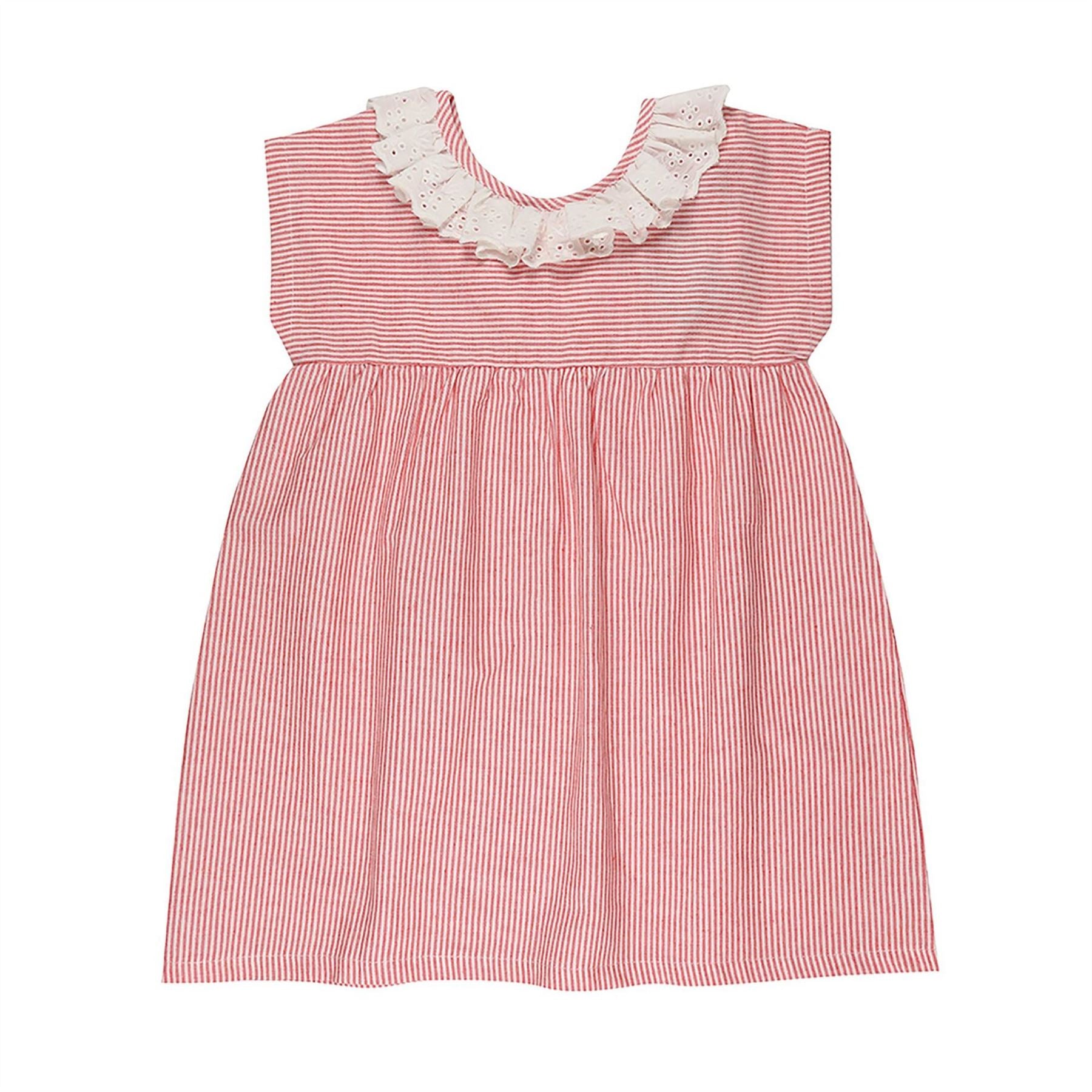 Lilly and Sid Red Stripe V-Neck Knee Length A-Line Dress
