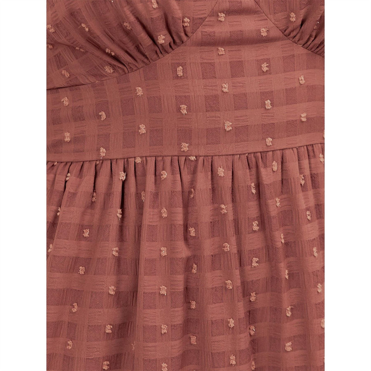 Lovedrobe Terracotta Pink Gingham V Neck Midaxi Dress