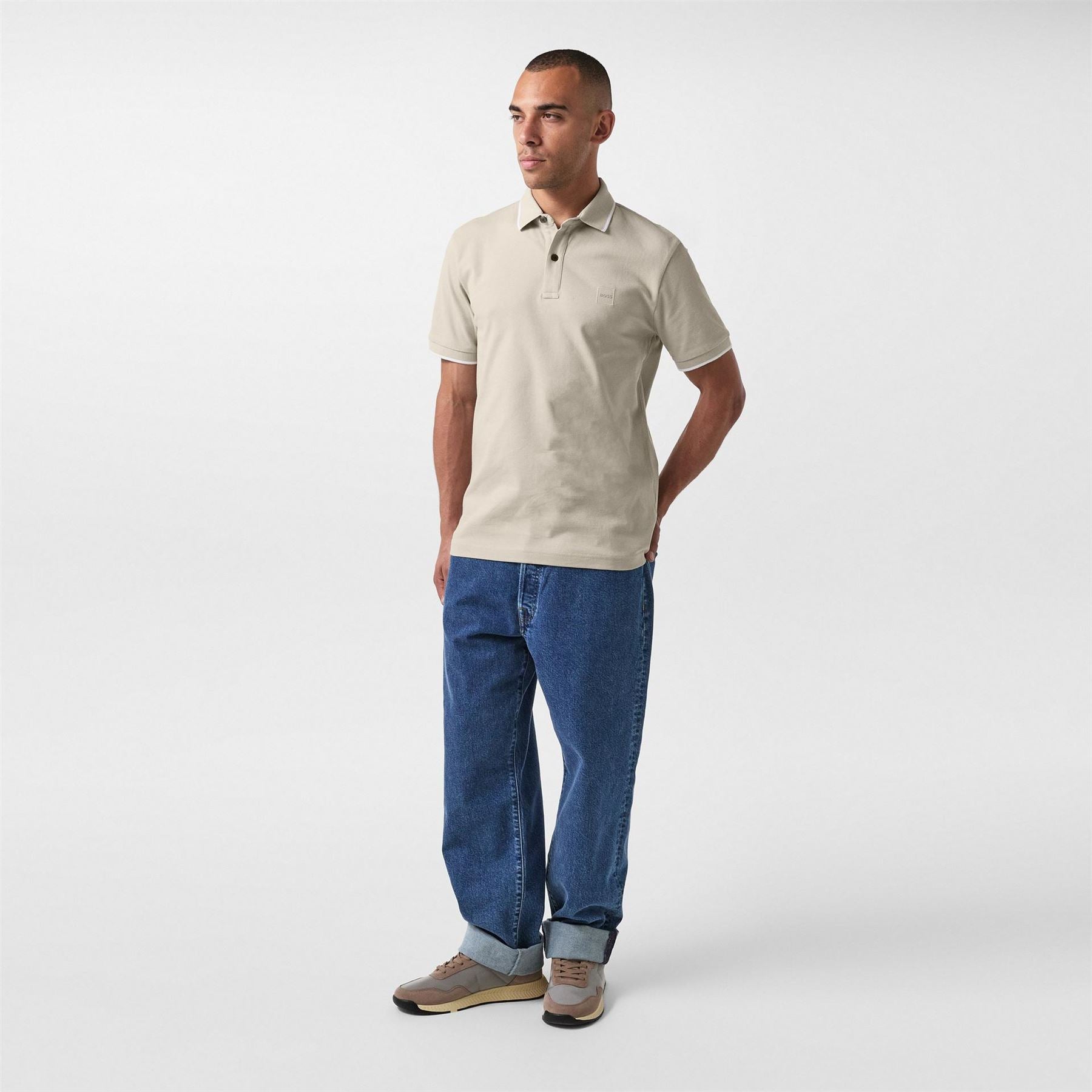 Boss Orange Pique Short Sleeve Polo Shirt With Logo Detail