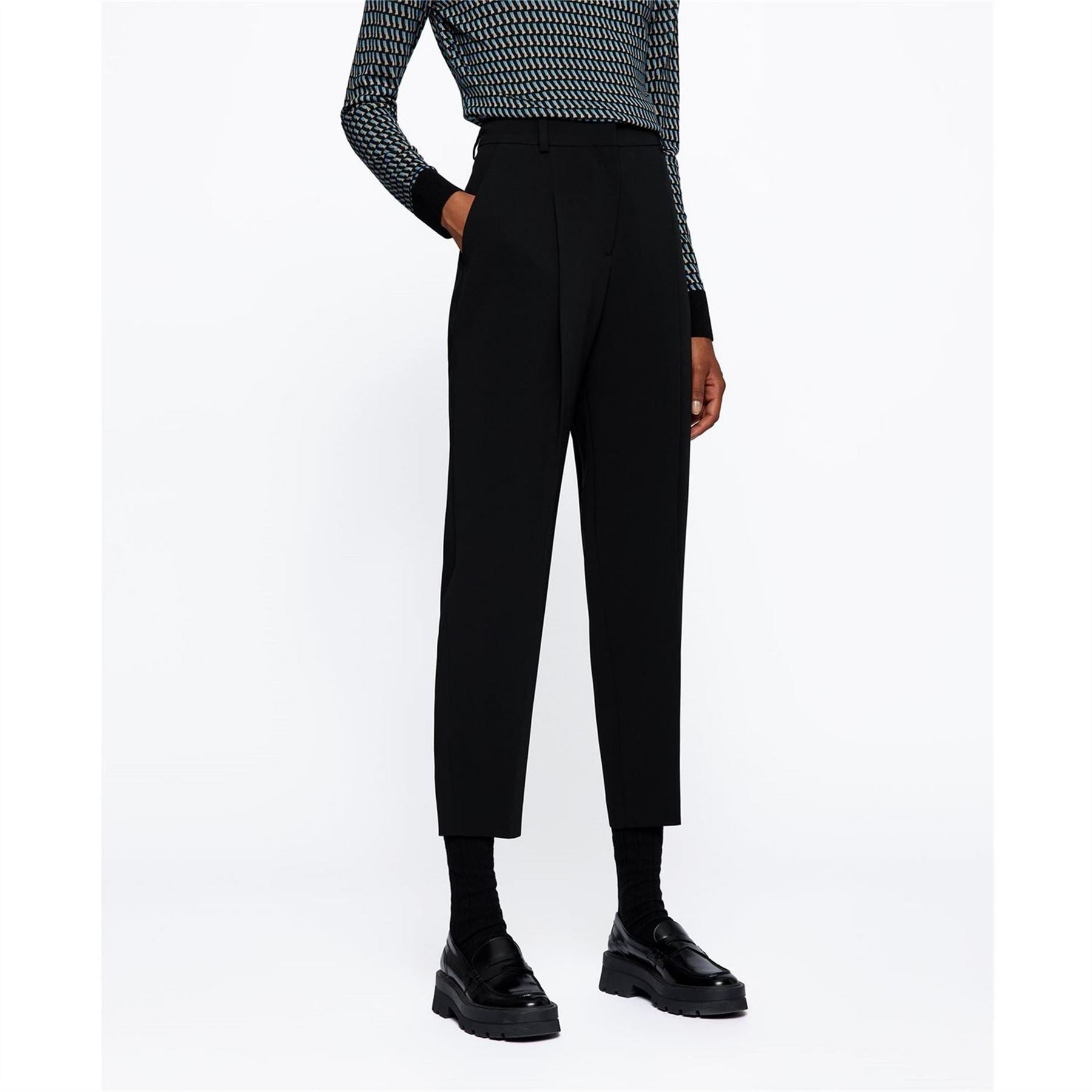 Boss Tapana Solid Patterned Straight Trousers