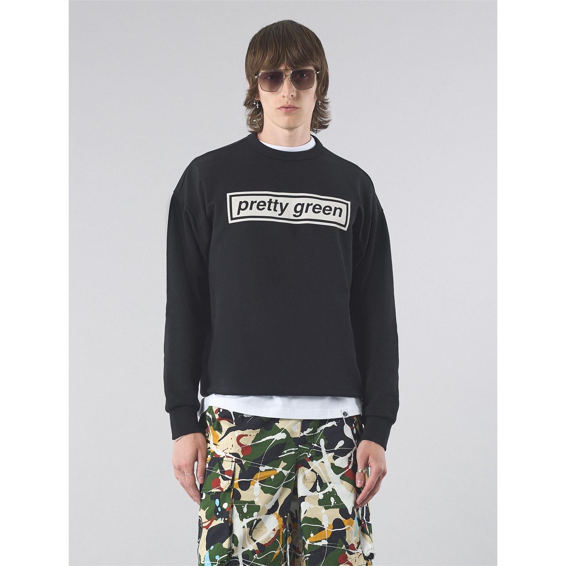 Pretty Green Box Print Logo Long Sleeve Sweatshirt