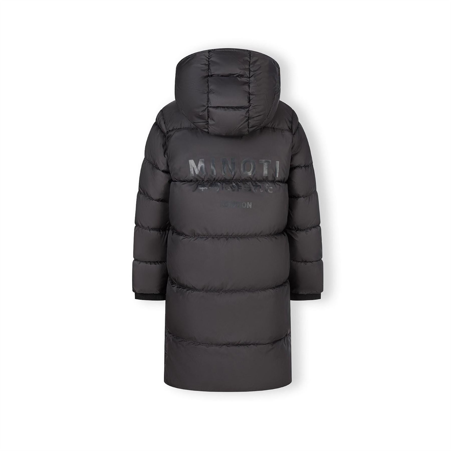 Minoti Boys Long Padded Coat With Hood And Snap Details Grey
