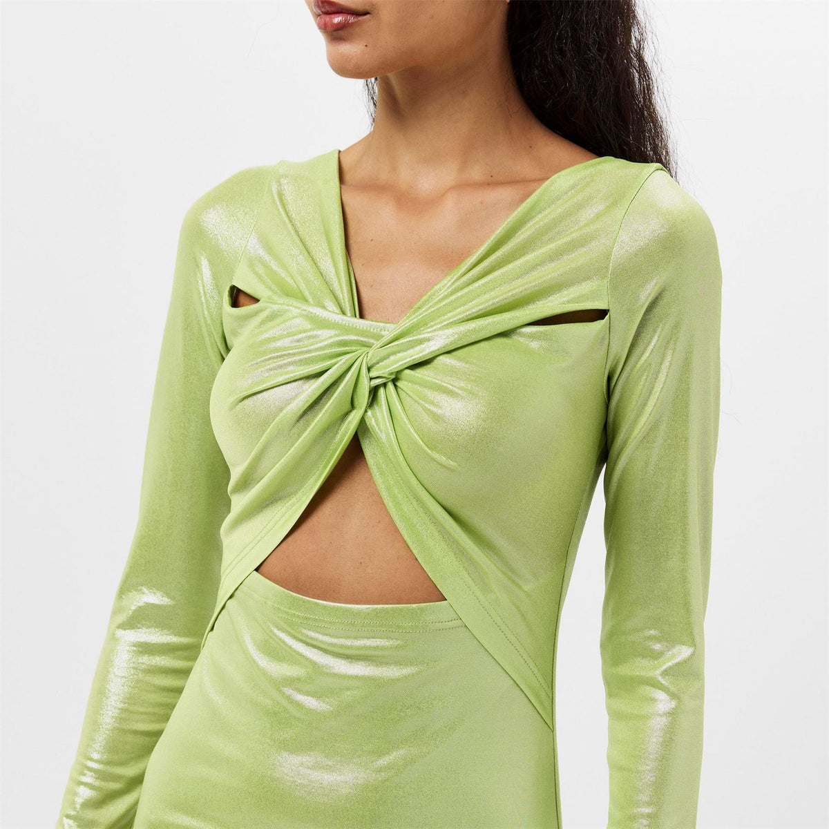 AmyLynn Cu Asymmetric Neck Mini Bodycon Dress