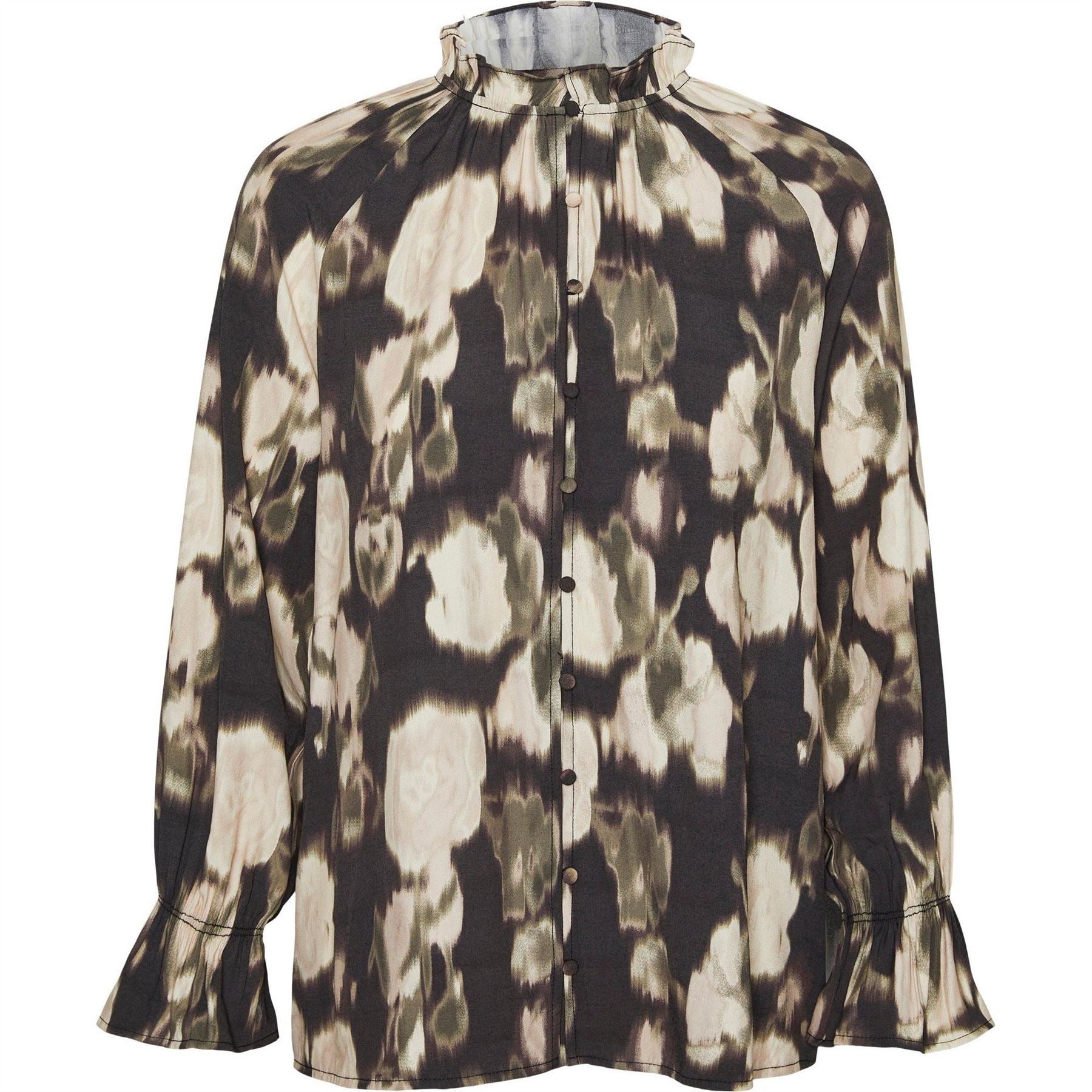 Vero Moda Button Front High Neck Cropped Shirt