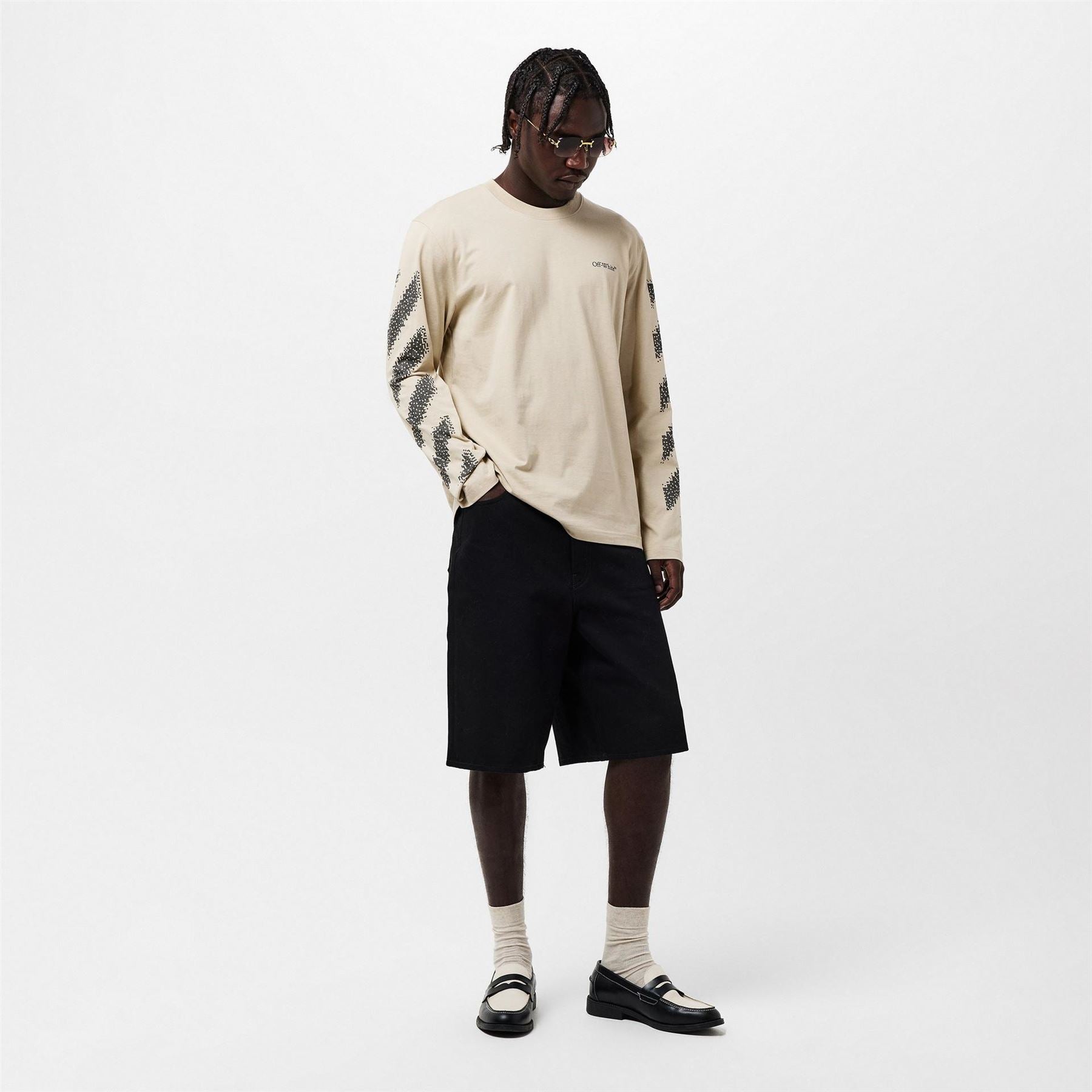 Off White Diag Skate Diagonal Graphic Long Sleeve T-Shirt