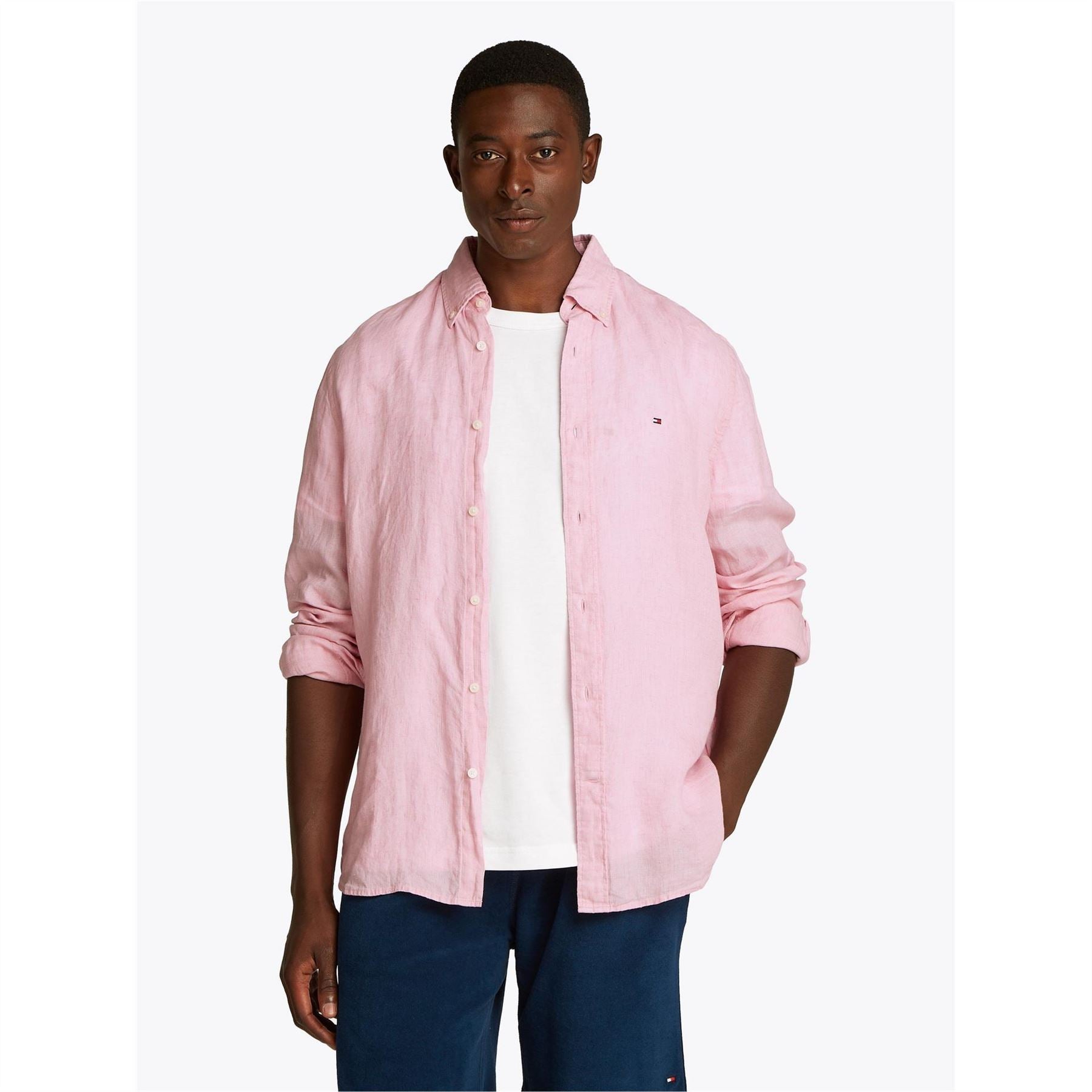 Tommy Hilfiger Pigment Dyed Long Sleeve Plain Shirt