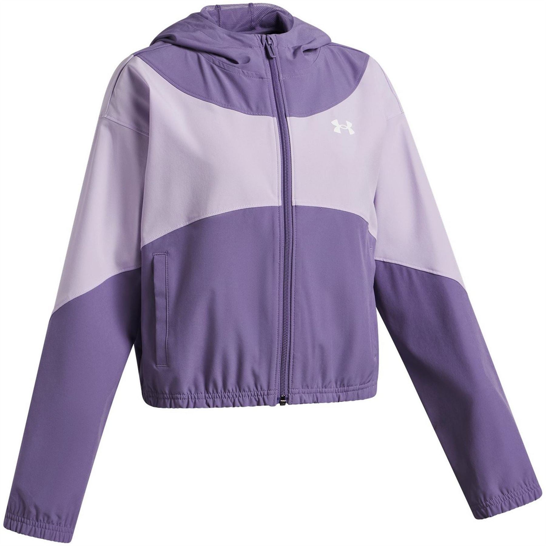 Under Armour Solid Patterned Hooded Zipped Pocket Windbreaker Jacket