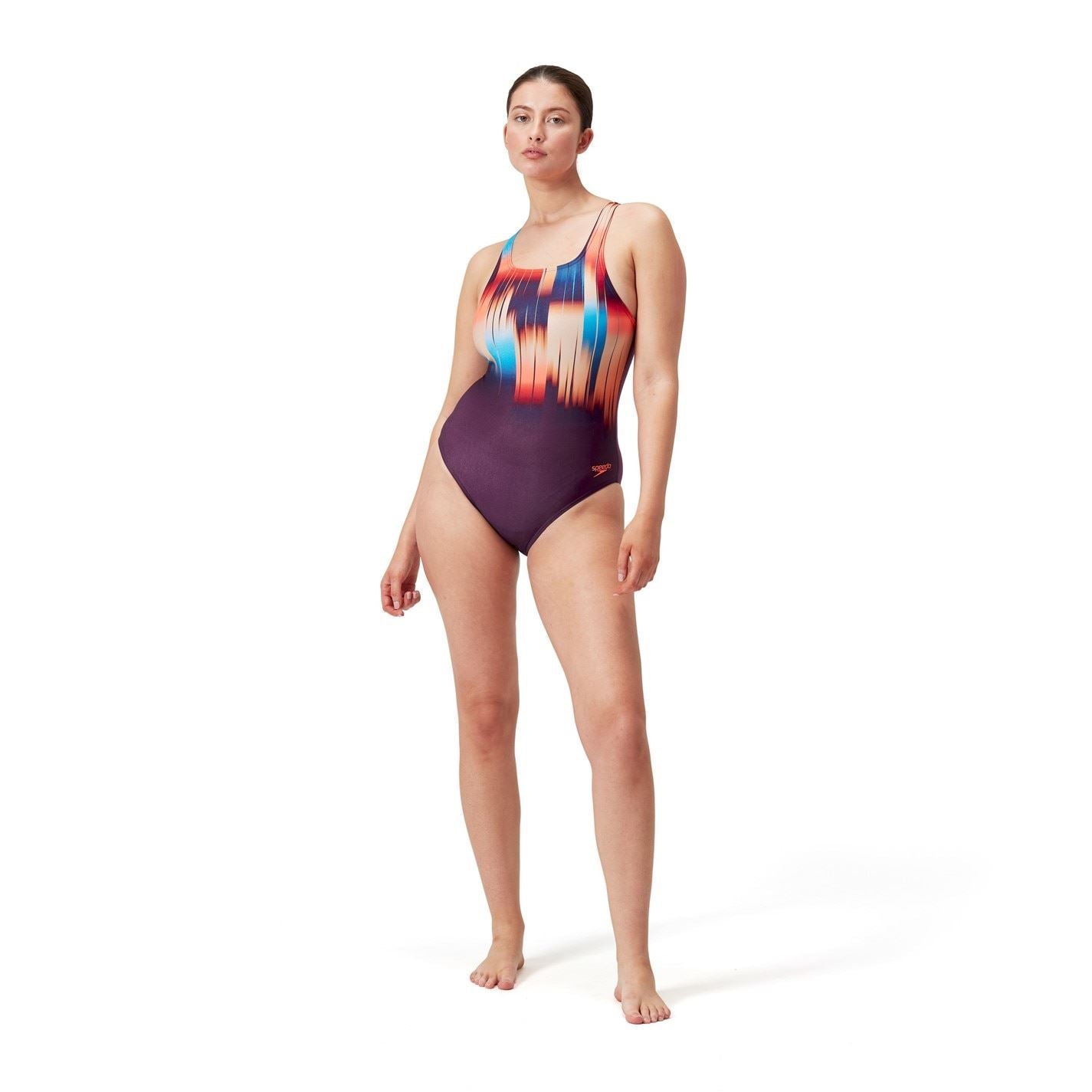Speedo Medalist Geometric Patterned One-Piece Swimsuit