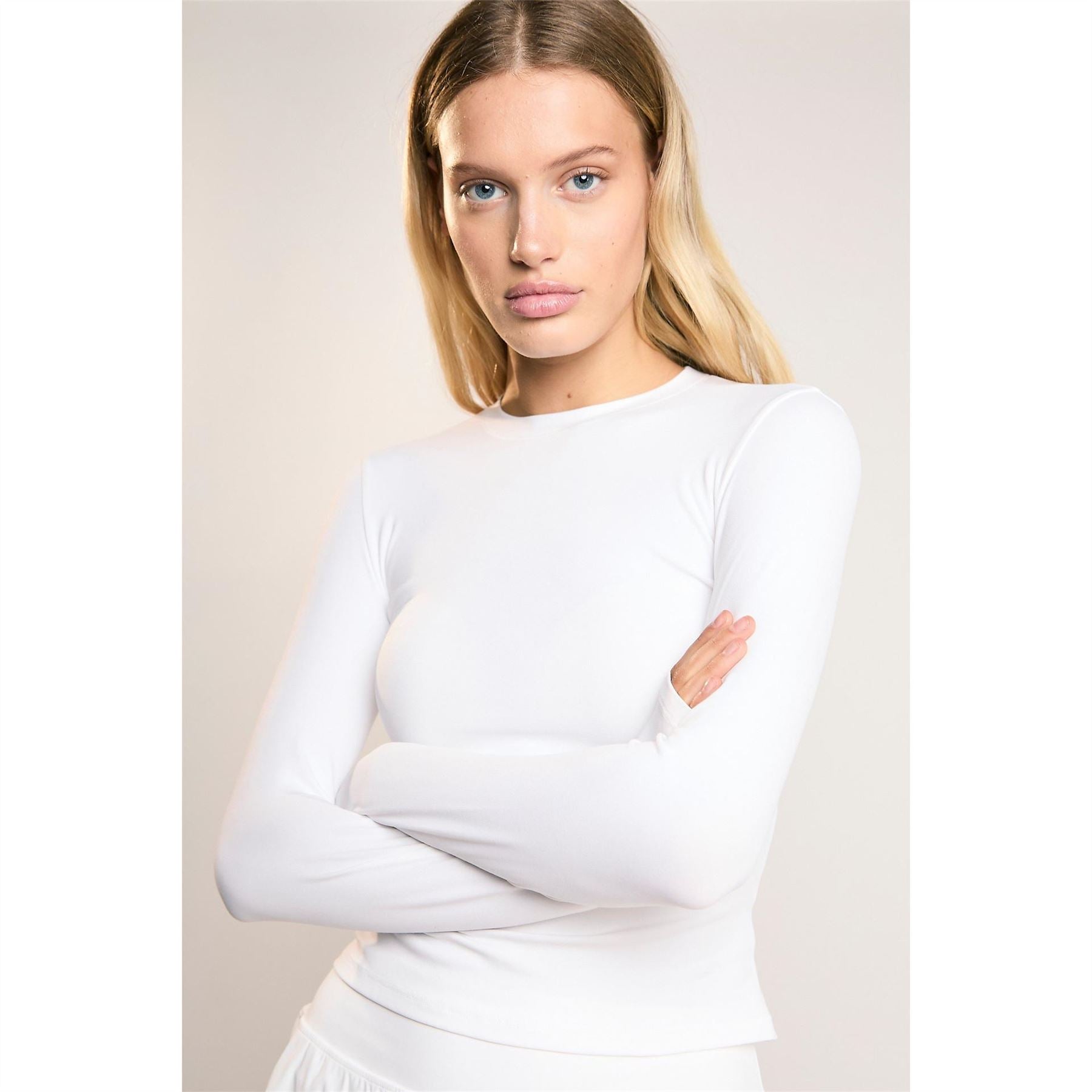Agon White Long Sleeve  Top