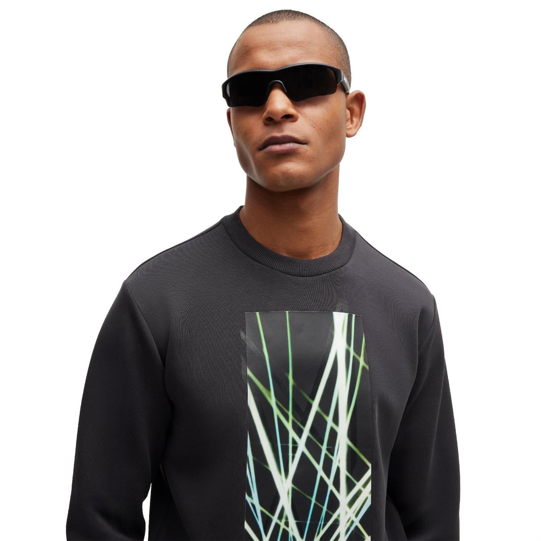 Boss Optic Tech Crew Neck Ribbed Collar Sweatshirt