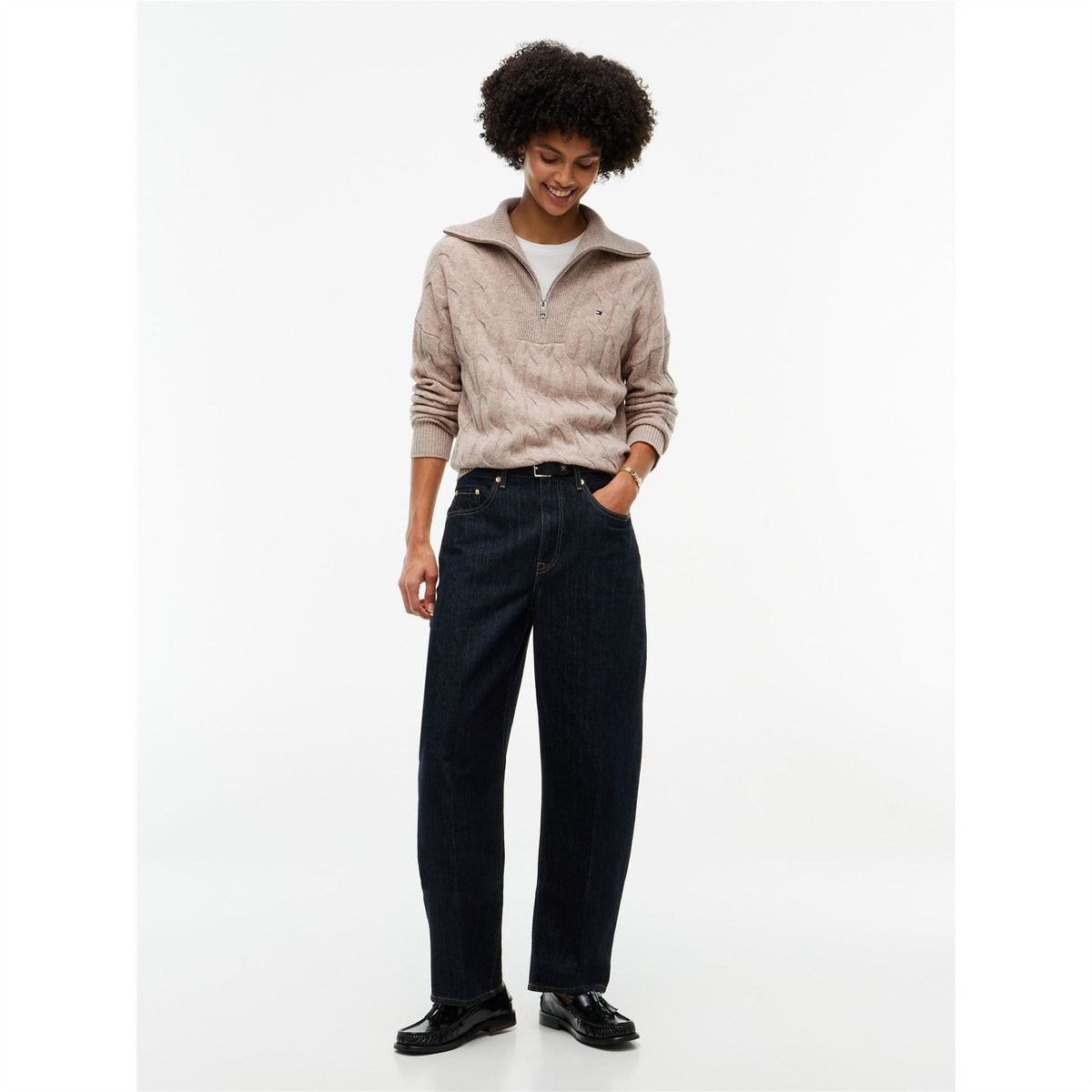 Tommy Hilfiger Wool Cable Knit Quarter Zip Jumper