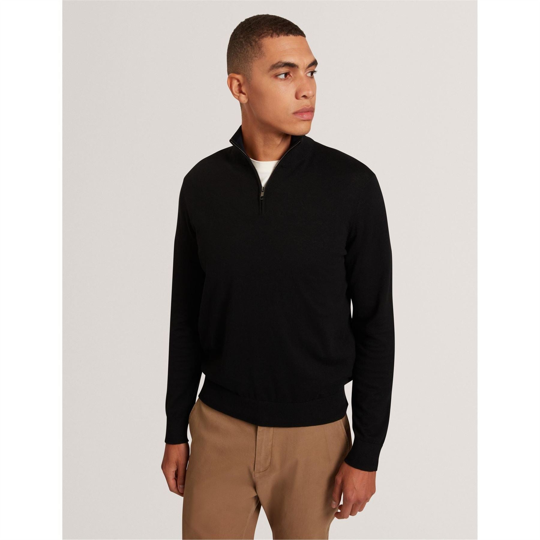 Ted Baker Merino Zip Neck Long Sleeve Raglan Sweater