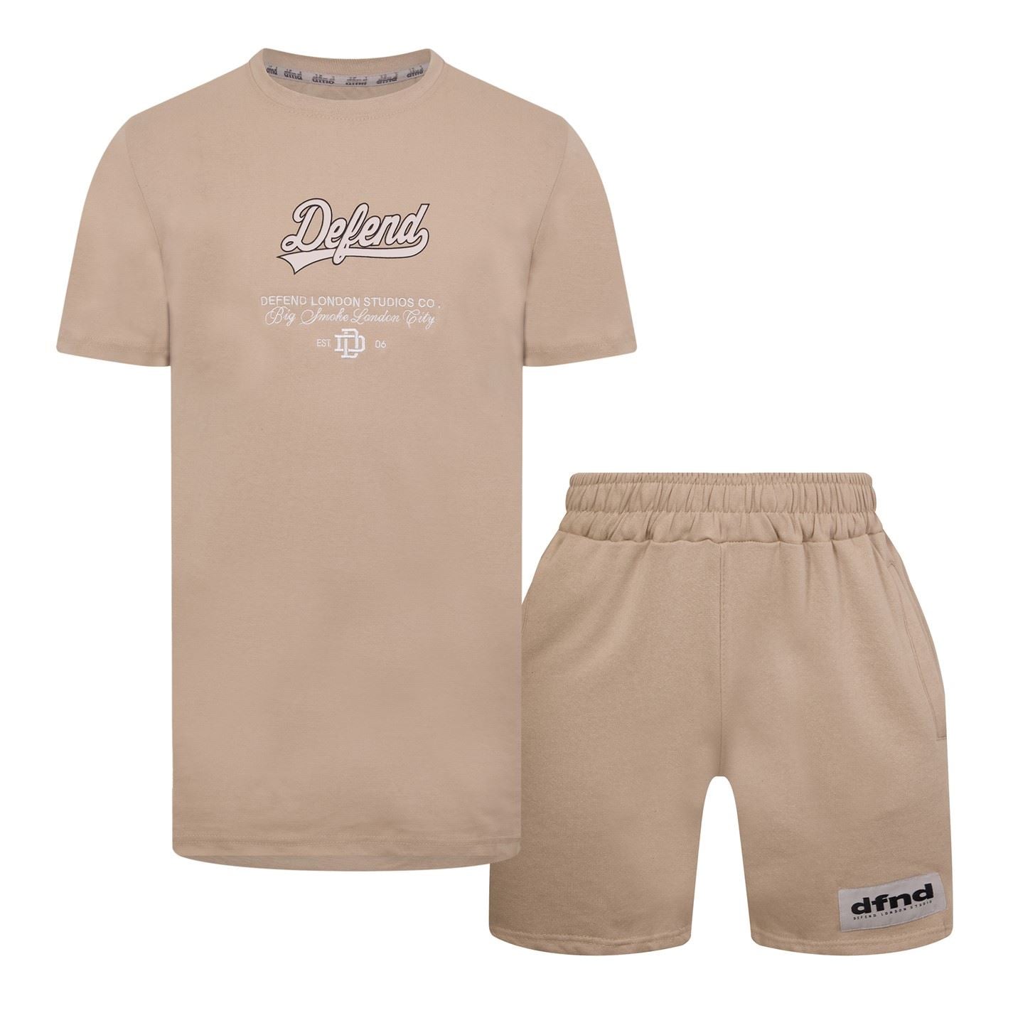 DFND London Lettering Crew Neck Short Sleeve T-Shirt and Short Set