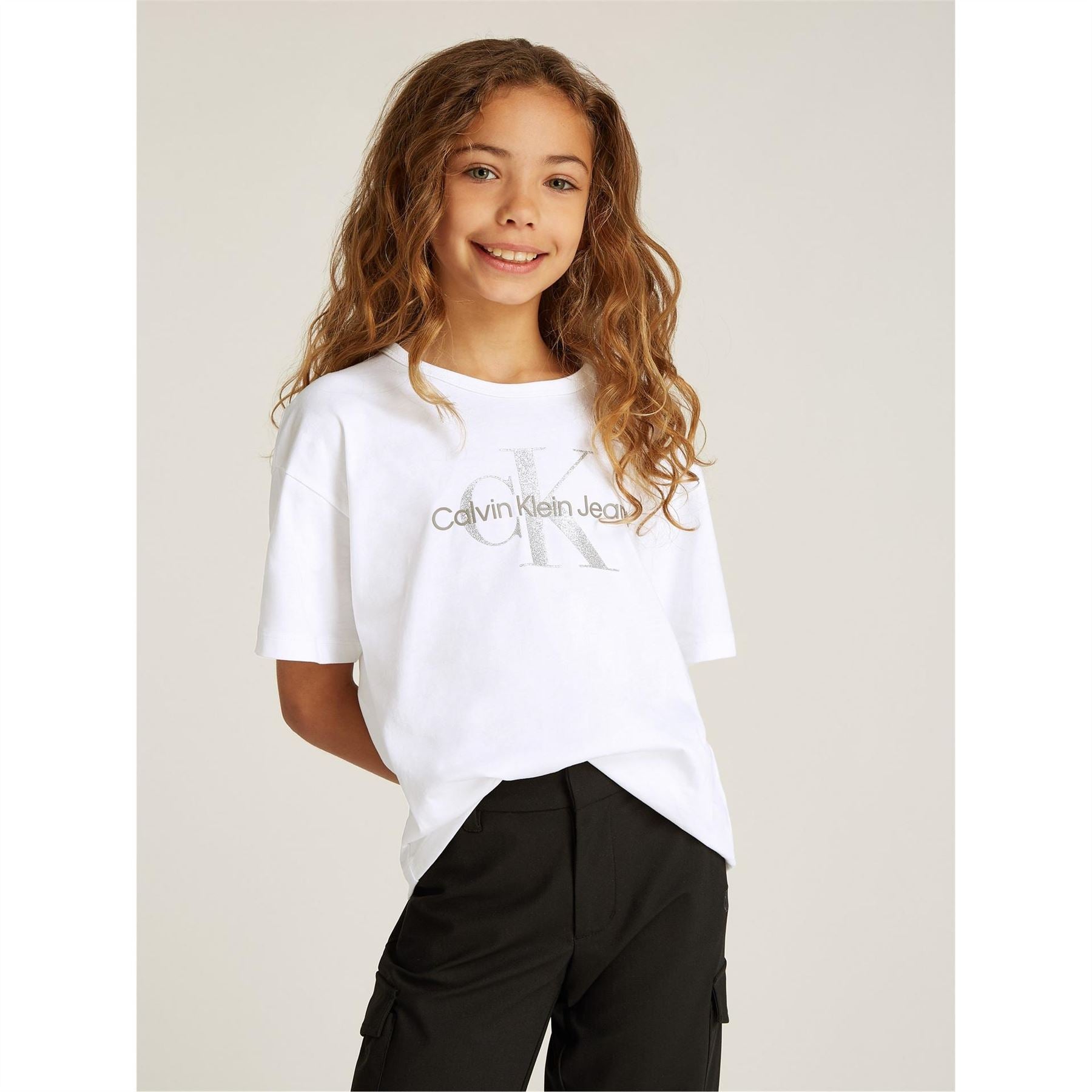 Calvin Klein Jeans Regular Fit Glitter Short Sleeve Crew Neck T-Shirt