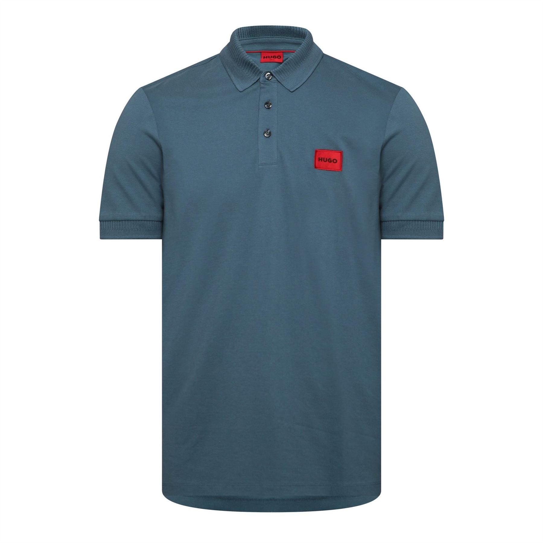 Hugo HUGO Deruso Short Sleeve Polo Shirt with Logo Detail and Ribbed Collar   Premium Cotton