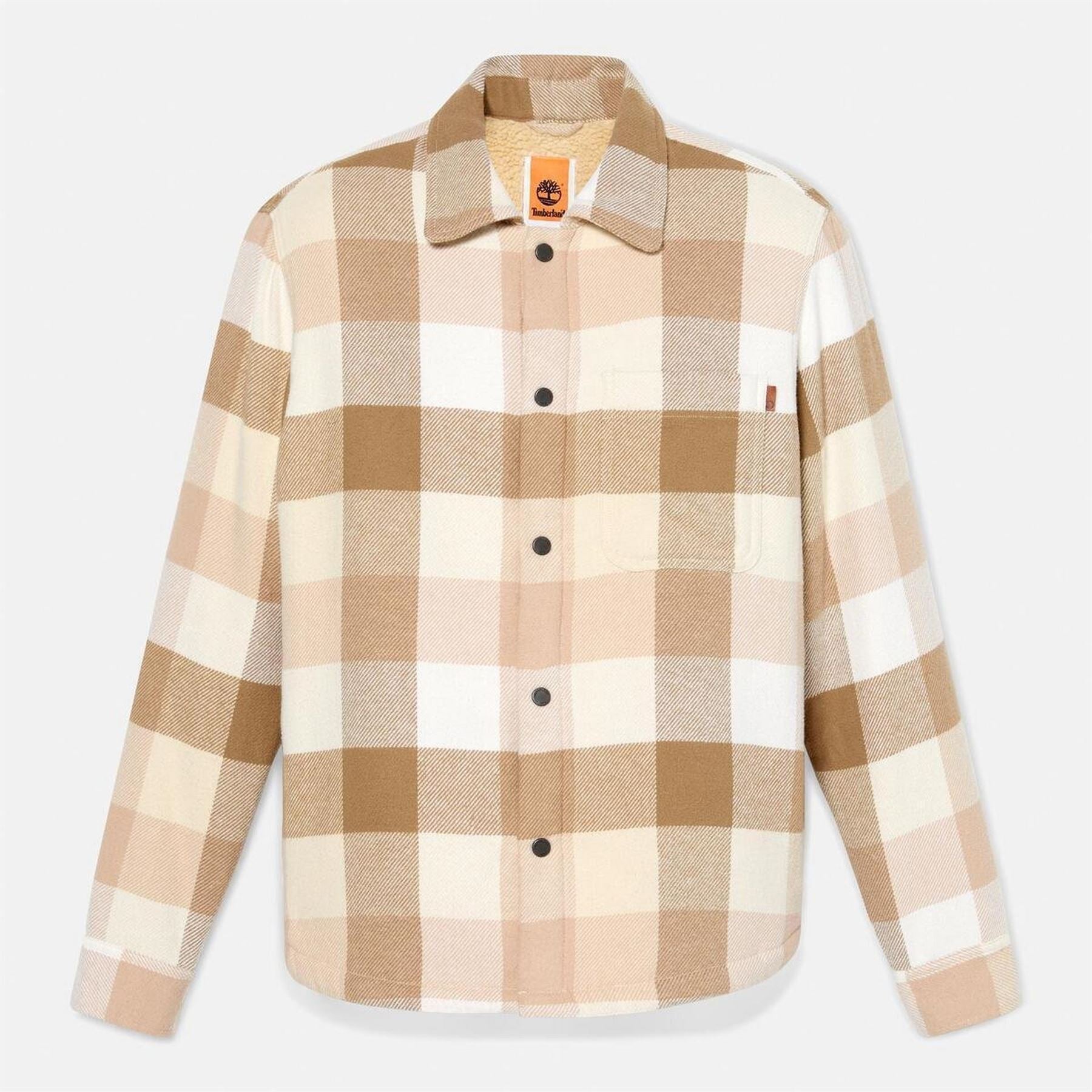 Timberland Sherpa Plaid Snap Button Chest Pocket Shirt Jacket