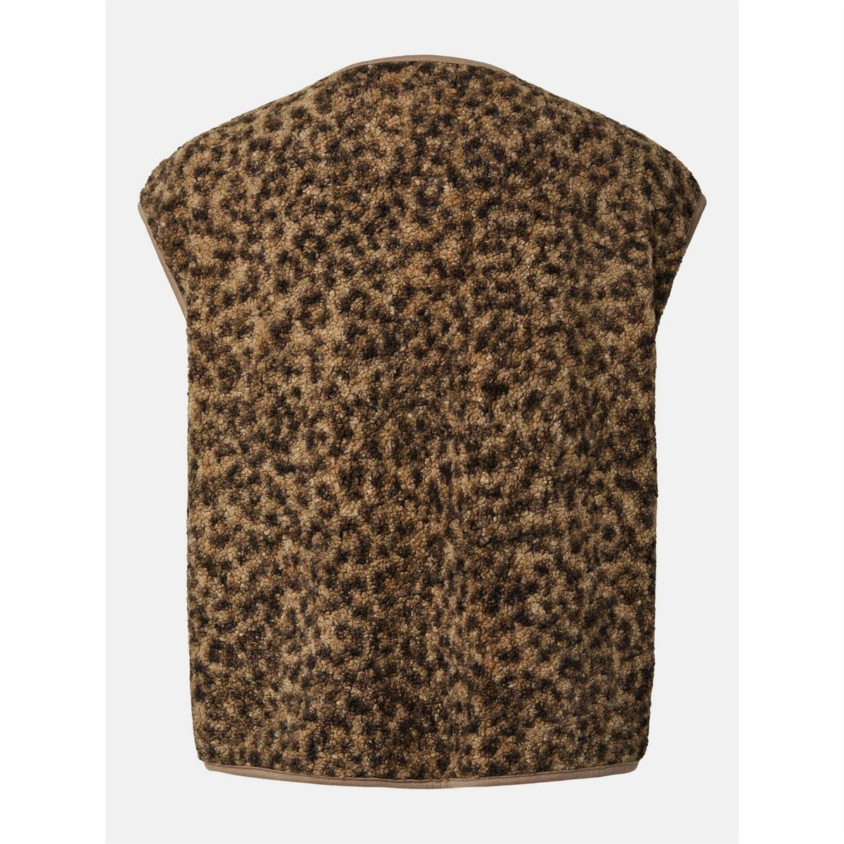 Pieces Katty Leopard Patterned Snap Button Teddy Gilet