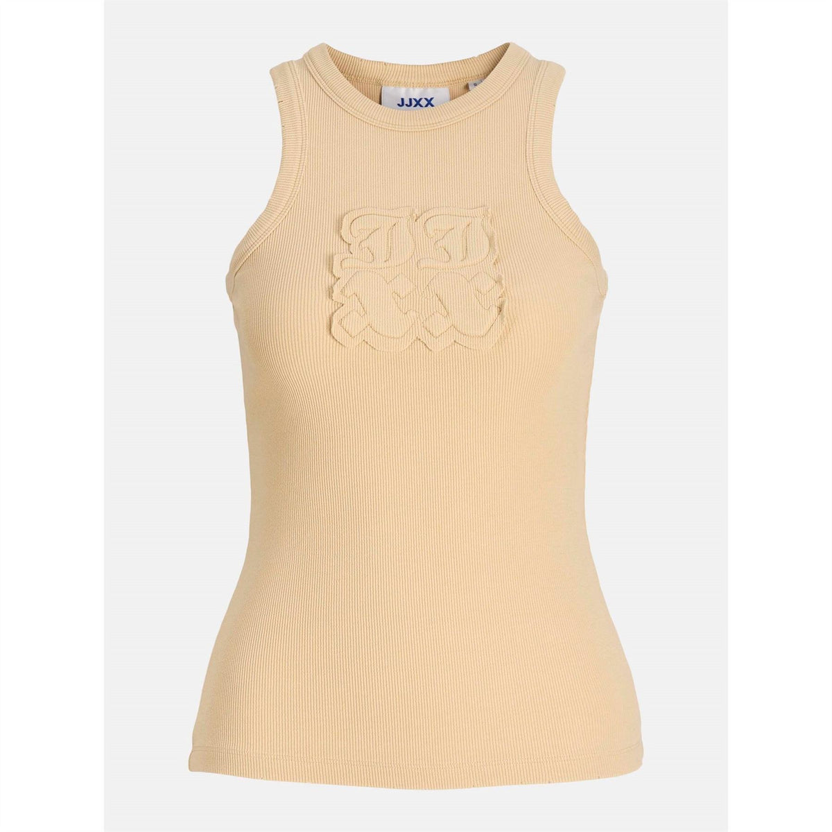 JJXX Embroidered Crew Neck Ribbed Collar Sleeveless Tank
