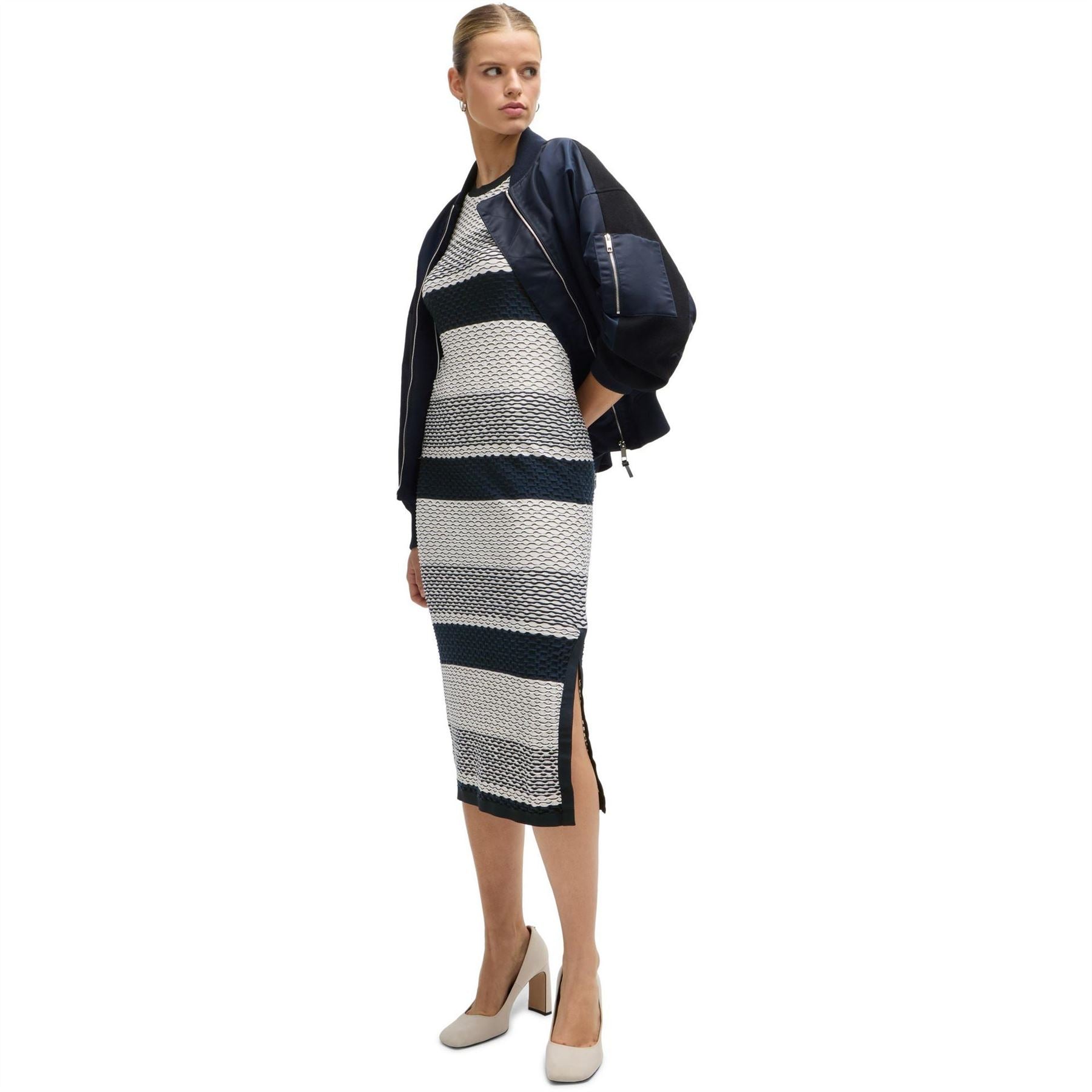Boss Etanah Crew Neck Three Quarter Sleeve Maxi Dress