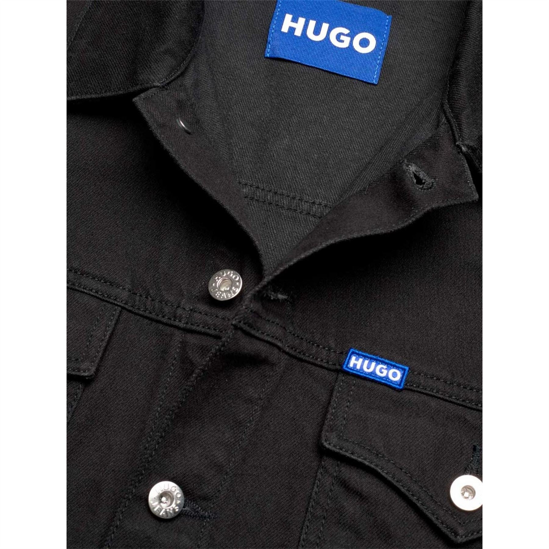 Hugo Dex Solid Patterned Trucker Jacket with Chest Pocket