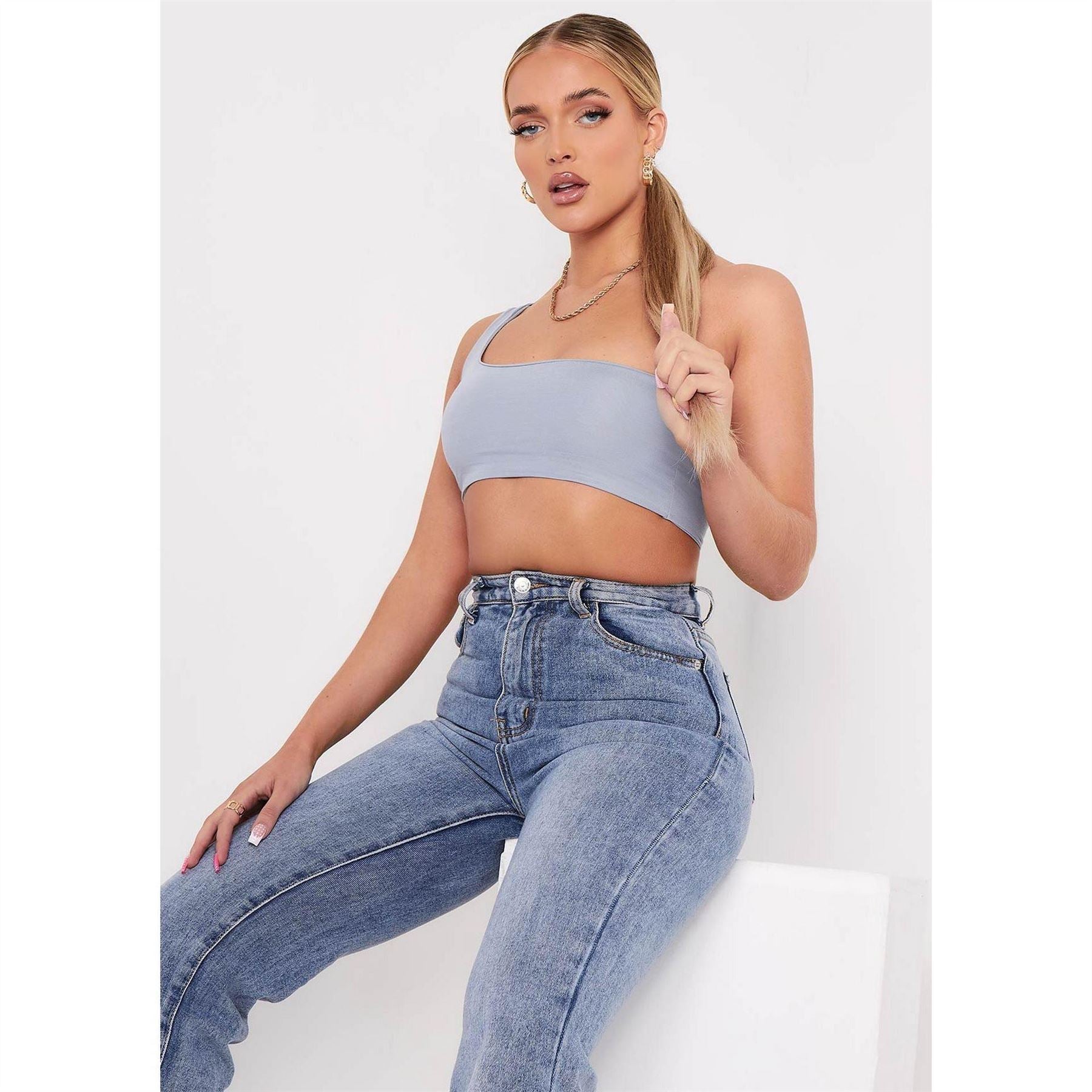 Missy Empire Thick One Shoulder Crop Top