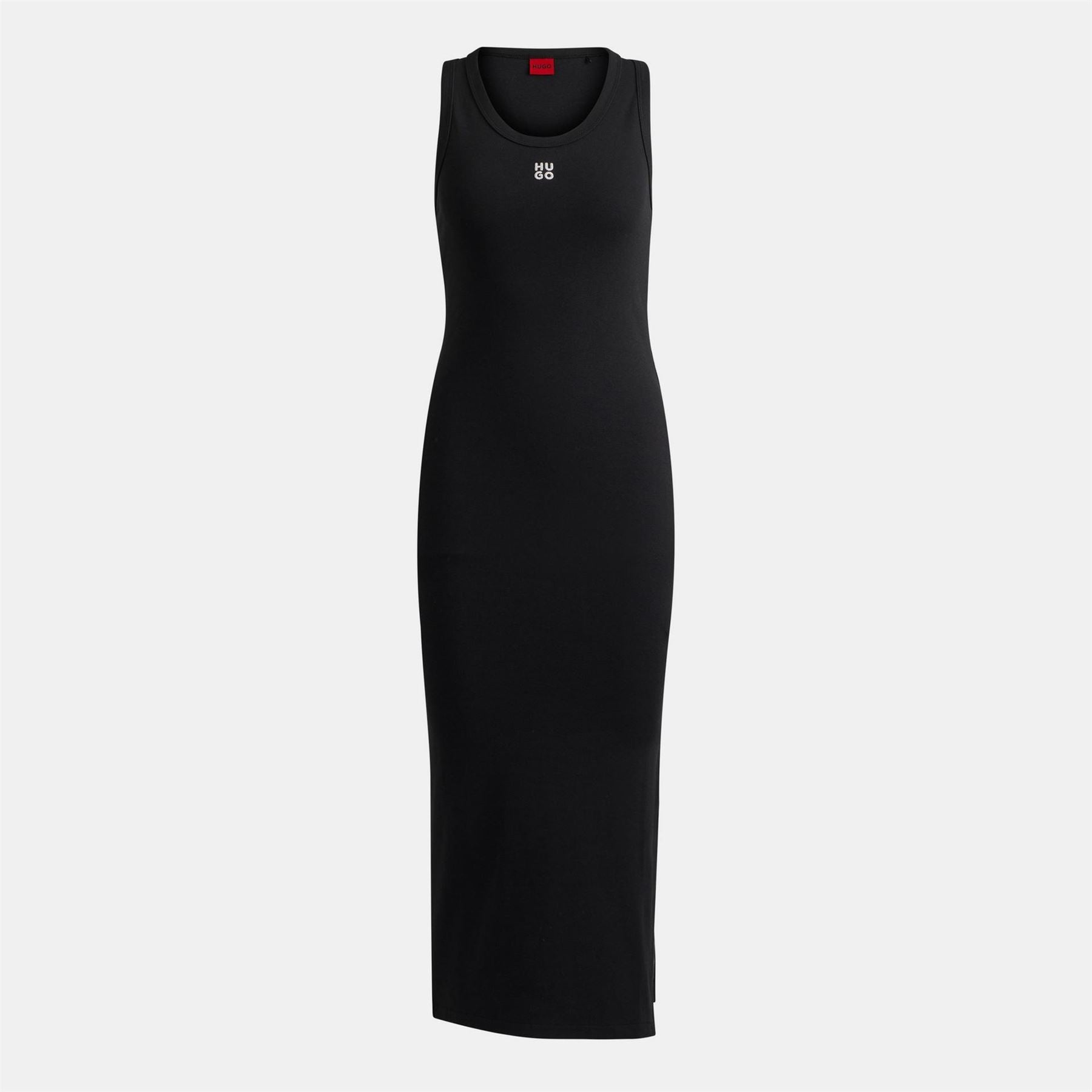 Hugo HUGO Nalimera Ribbed Midi Dress with Logo Detail