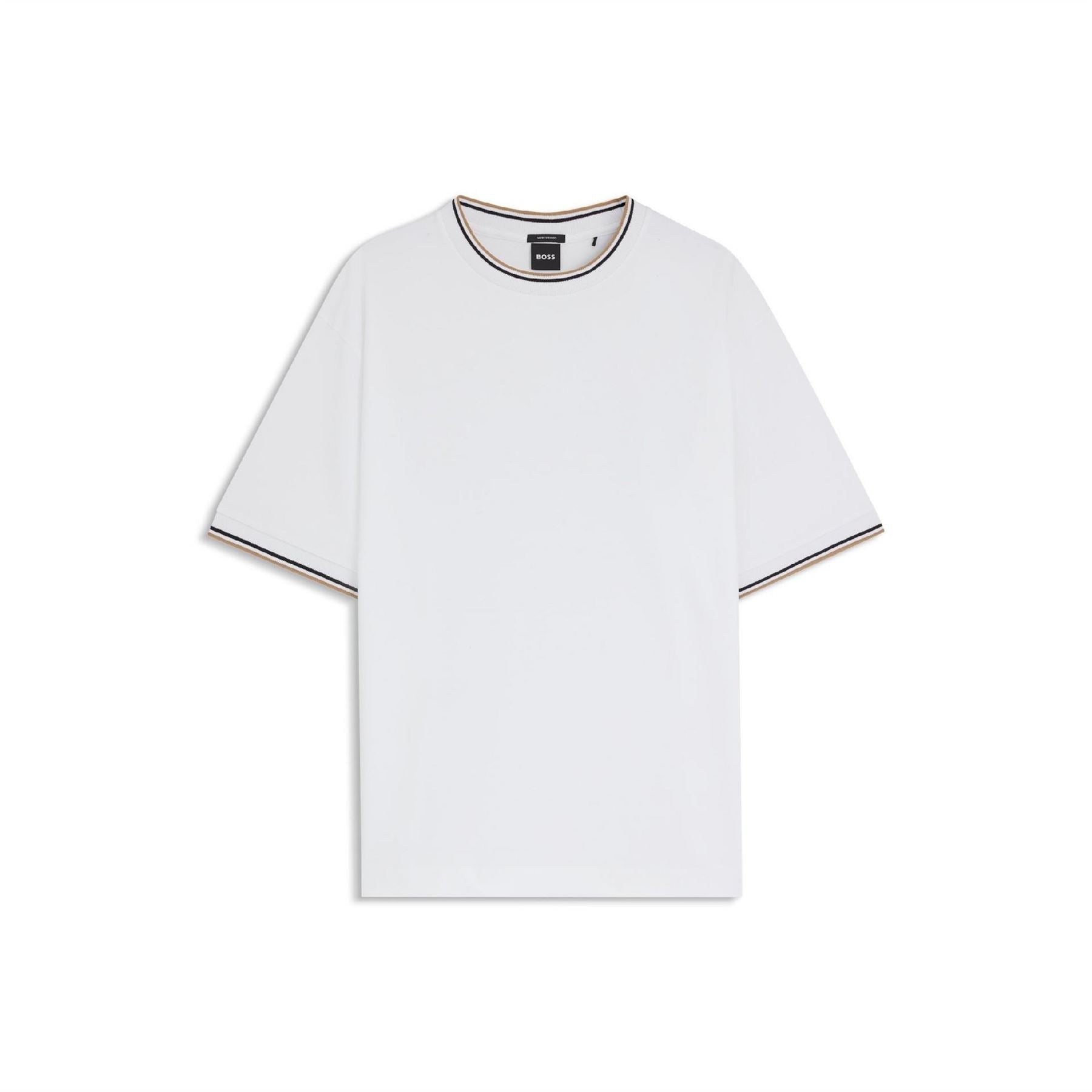 Boss Crew Neck Ribbed Collar Short Sleeve T-Shirt