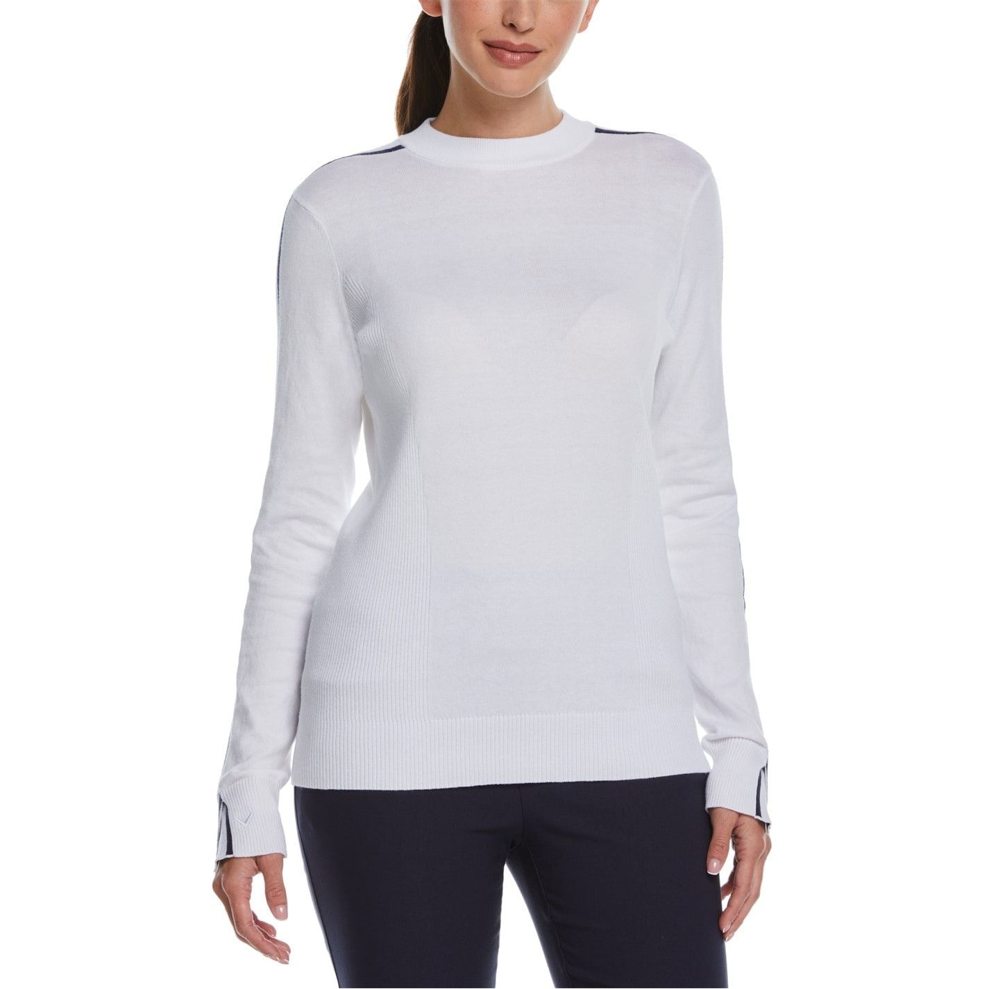 Callaway Mock Neck Regular Fit Sweater Womens Bright White Size 14 (L)