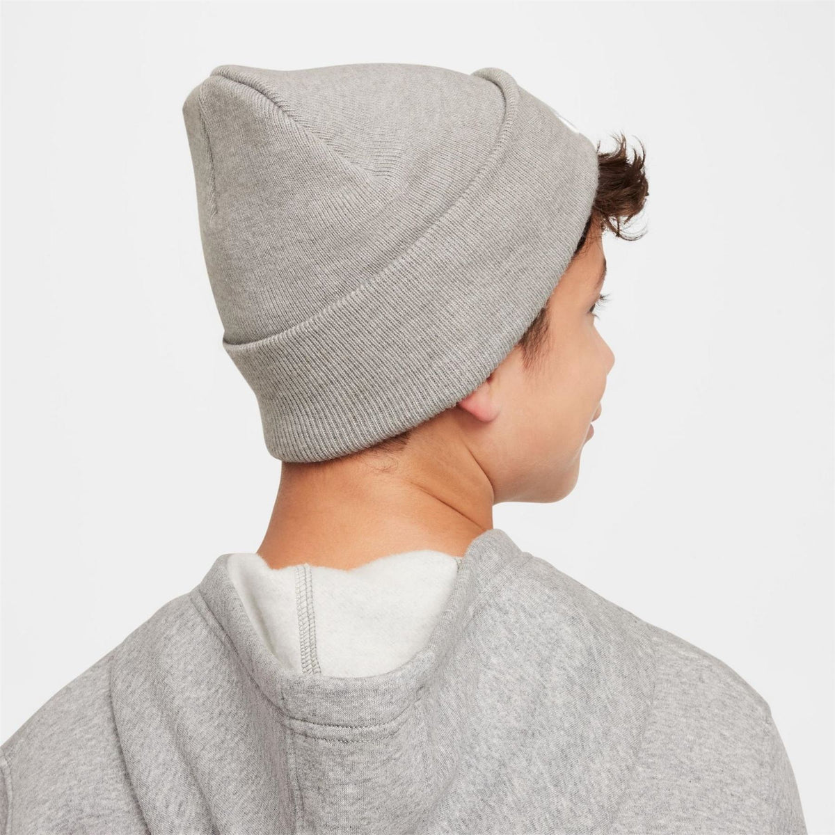 Nike Nsw Junior Wordmark Embroidered Logo Ribbed Cord Effect Fold Up Brim Beanie