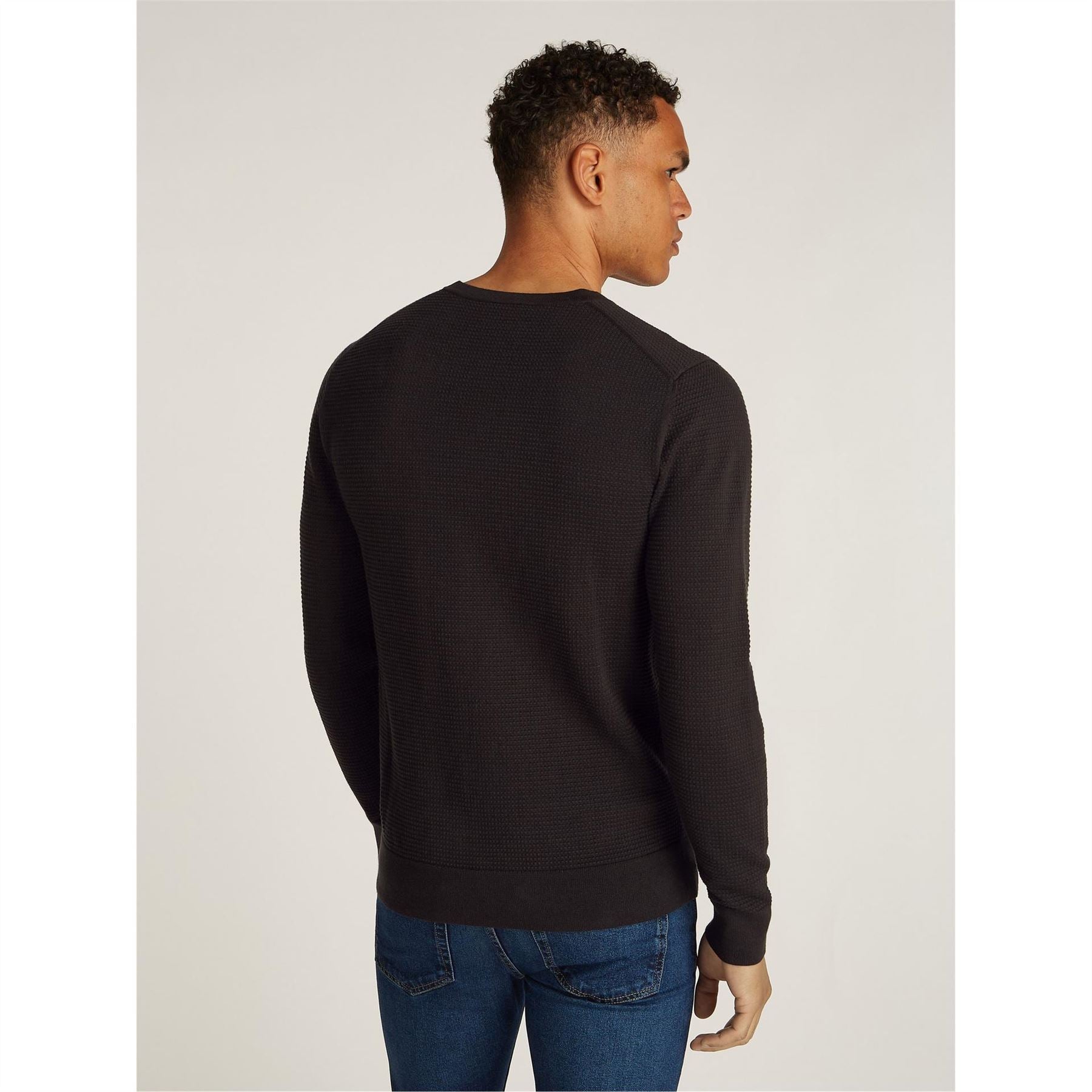 Calvin Klein Waffle Texture Cotton Crew Neck Jumper