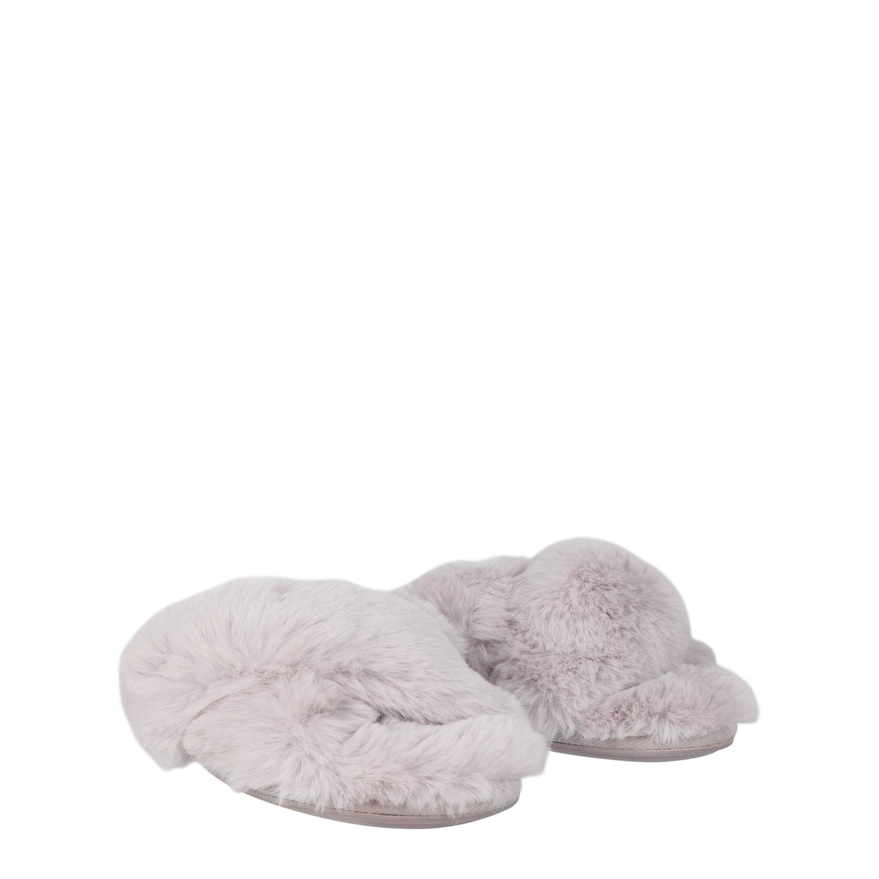 Jack Wills Fluffy Cross Strap Slippers