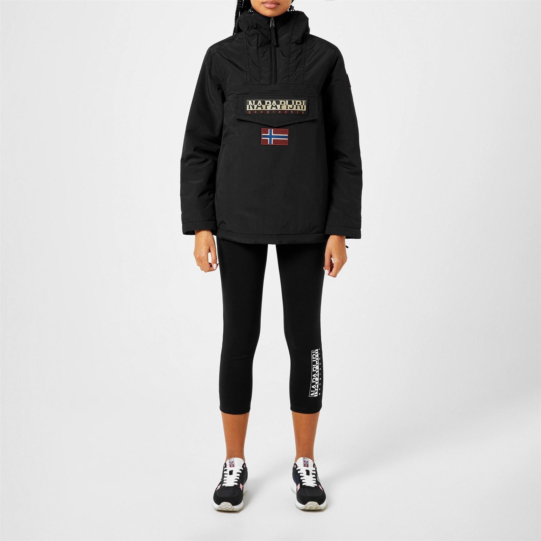 Napapijri Rainforest Water Resistant Hooded Cropped Long Sleeve Rain Anorak