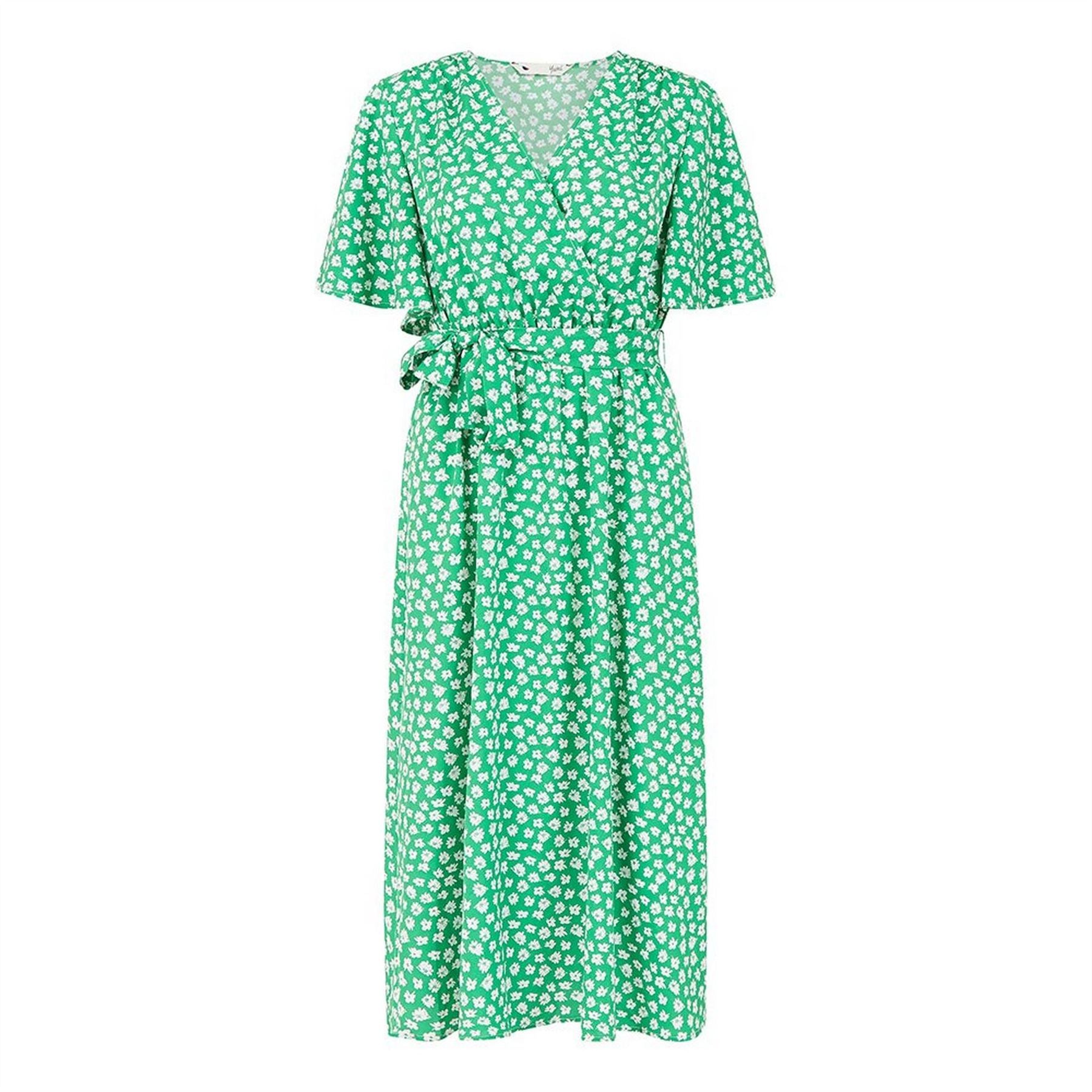 Yumi Daisy Print V-Neck Midi Wrap Dress