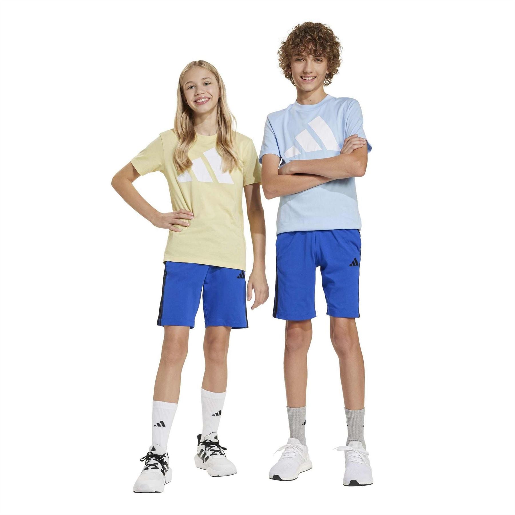 adidas Essentials 3 Stripe Jersey Short Juniors
