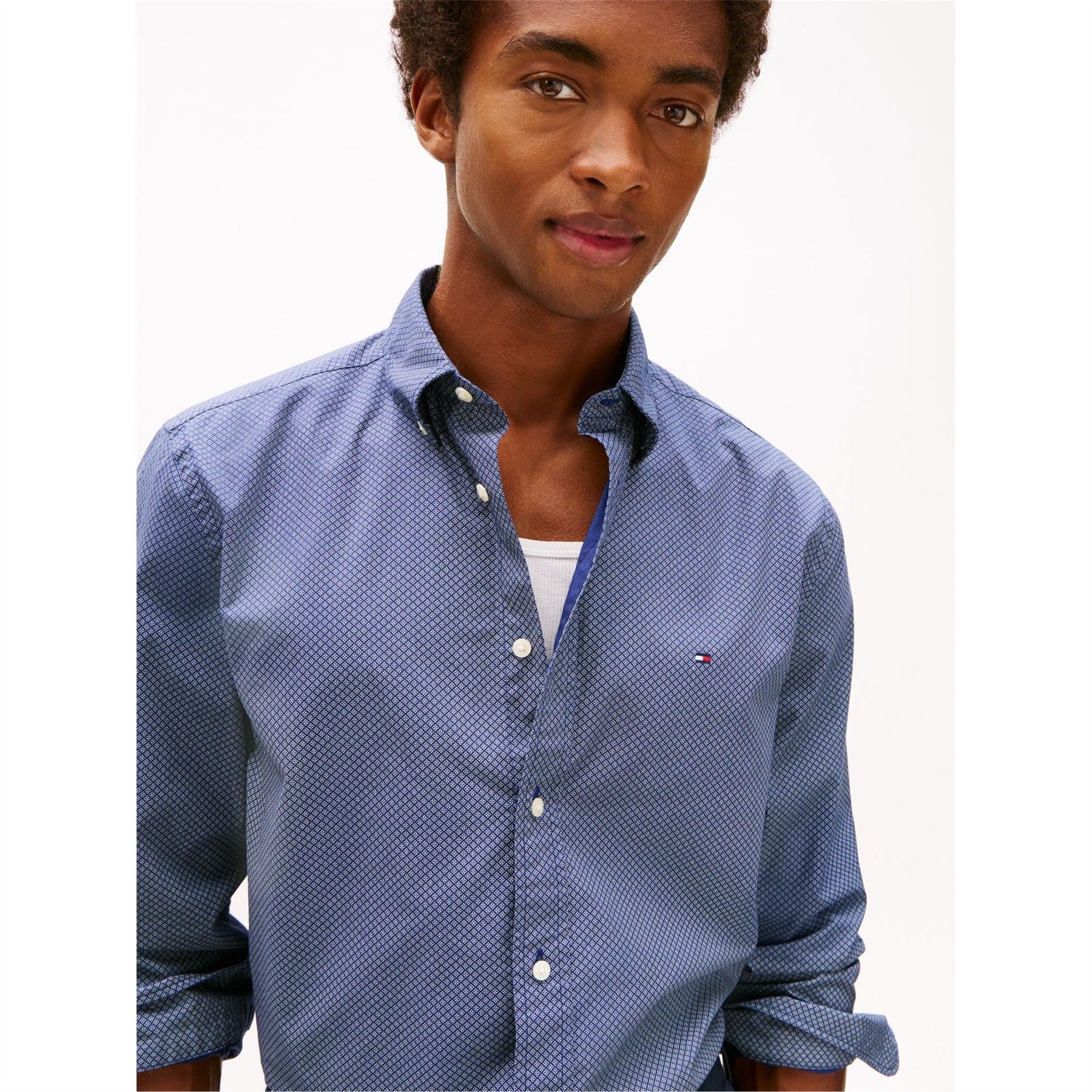 Tommy Hilfiger Embroidered Collared Neck Long Sleeve Shirt