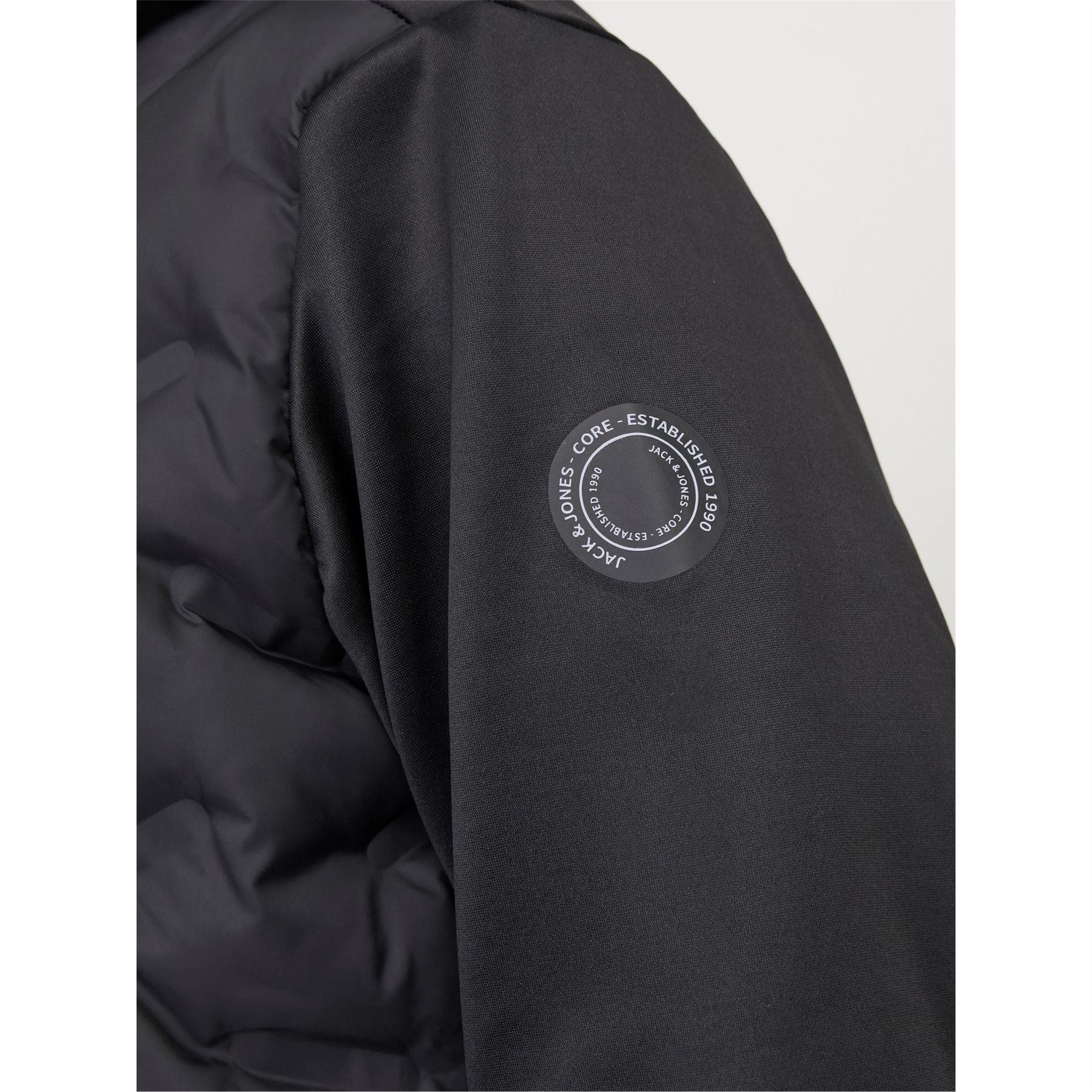 Jack and Jones Hooded Neck Solid Patterned Hybrid Jacket with Ribbed Cuff