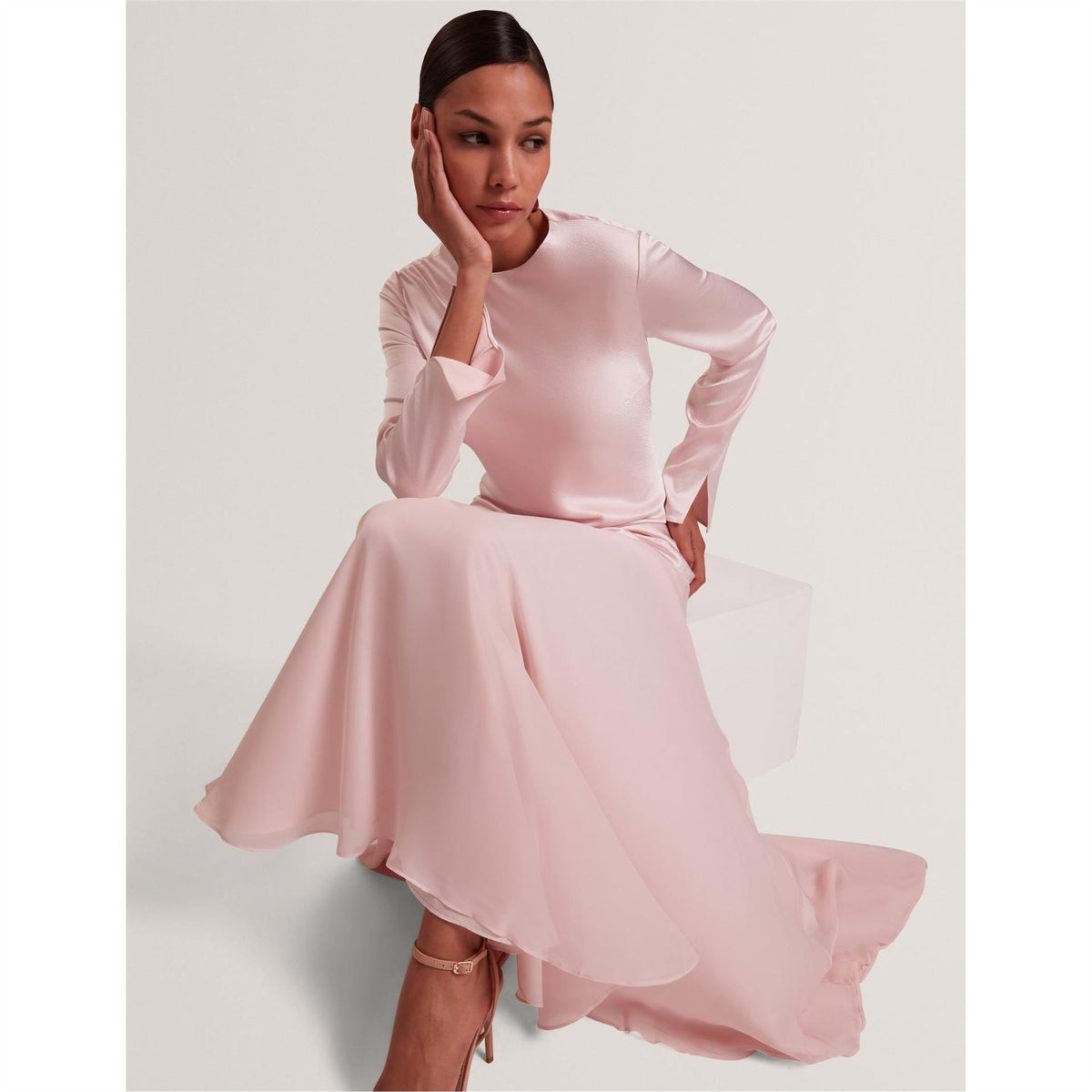 Ted Baker Crew Neck Long Sleeve Maxi Gown