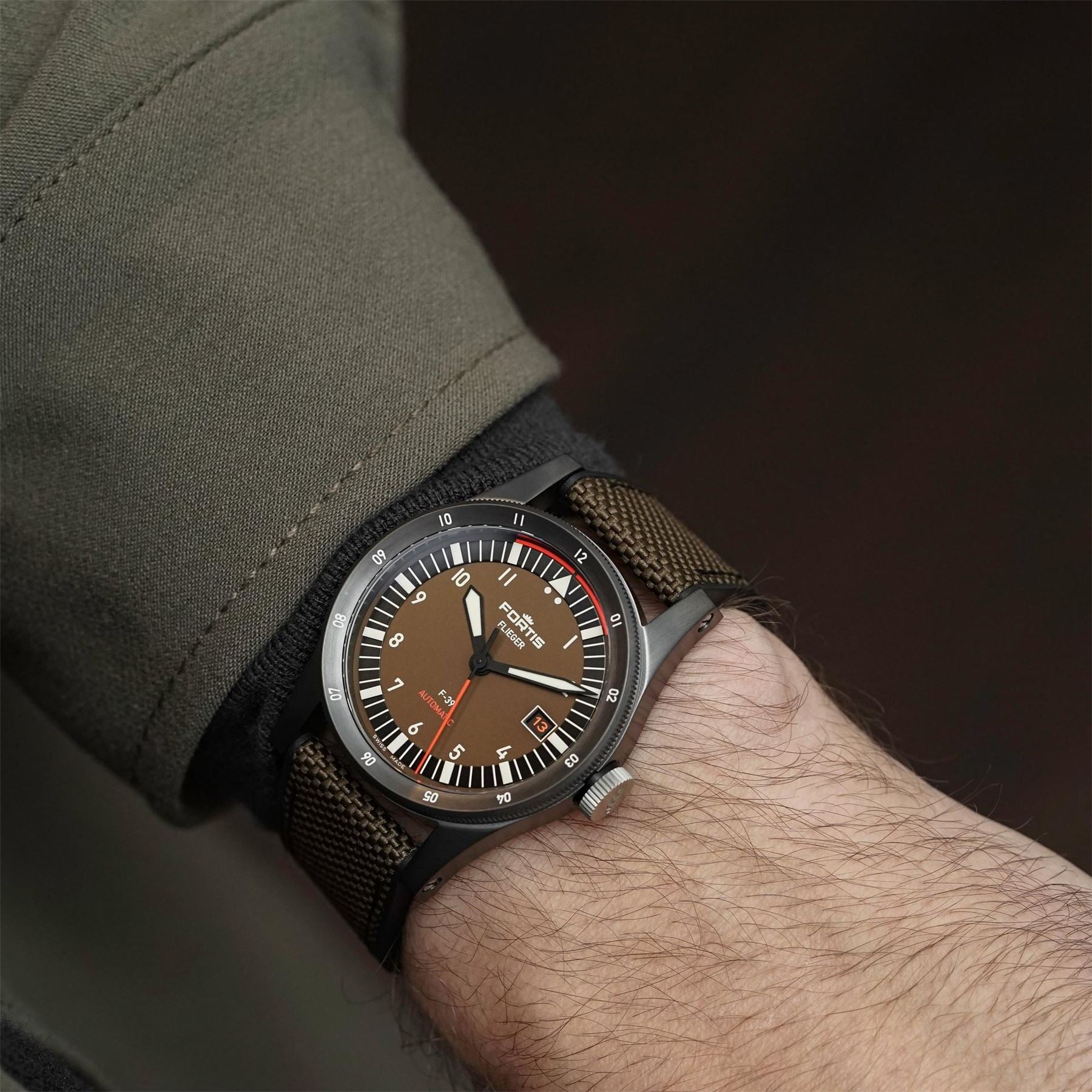 Fortis Flieger Swiss Automatic Stainless Steel Water Resistant Auto Analogue Watch