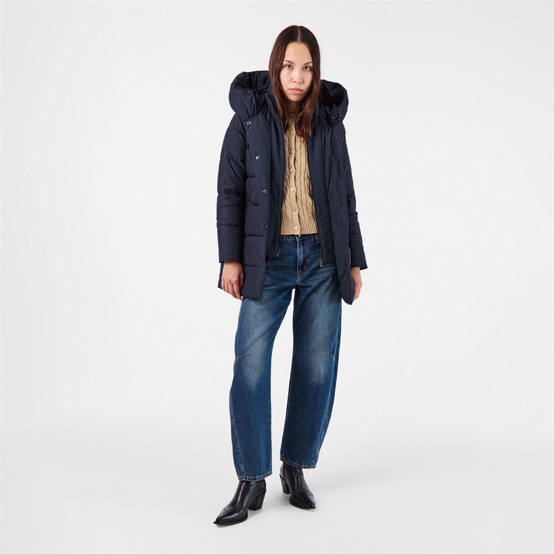 Lauren by Ralph Lauren Real Leather Medium Puffer Jacket